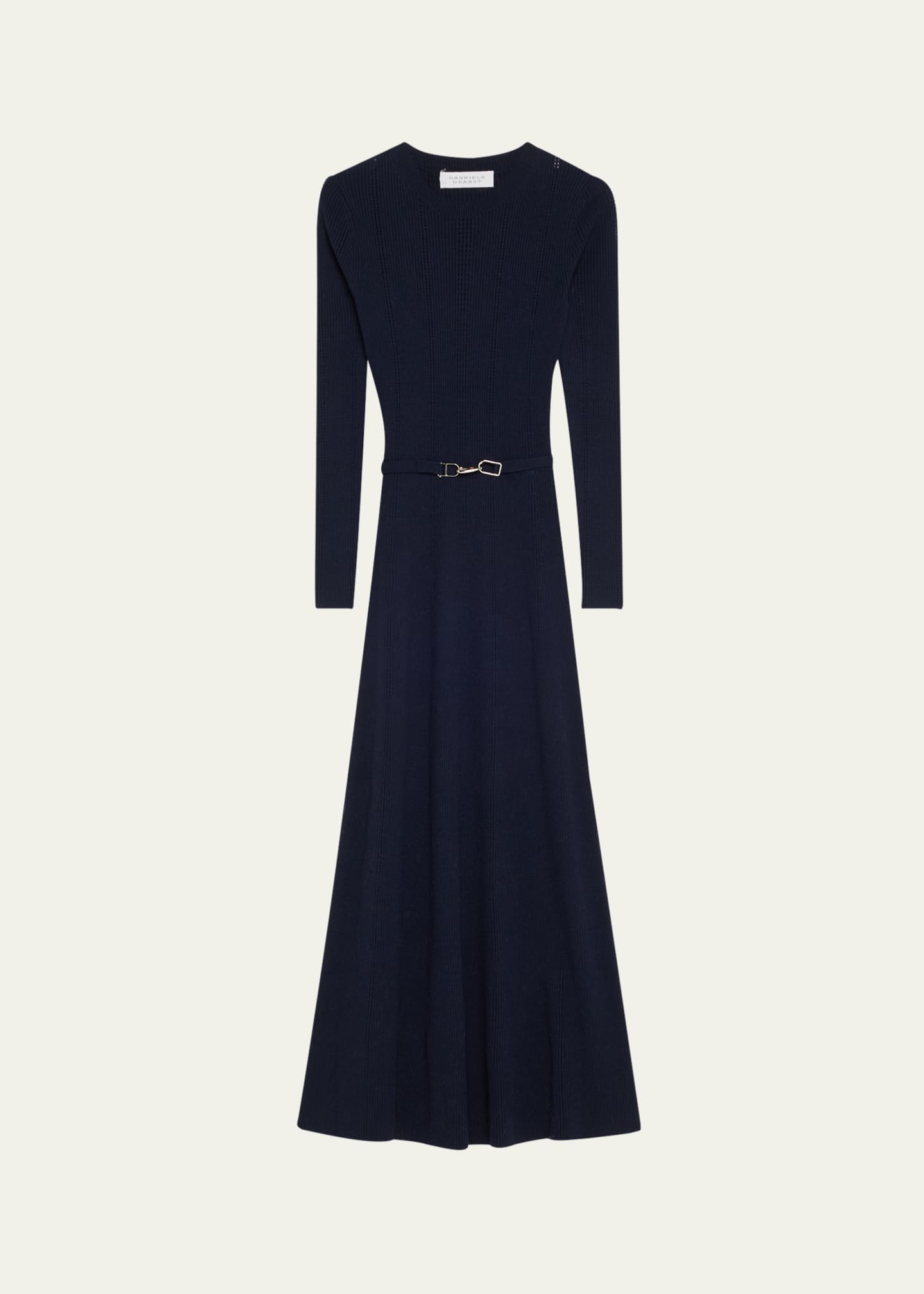 Imagene Long-Sleeve Belted Wool Dress - Thumbnail 1