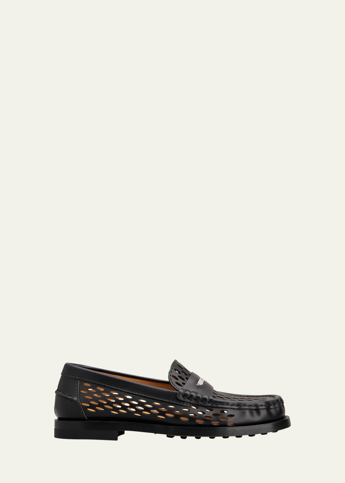 Tod's Perforated Leather Driver Penny Loafers Image 1 of 4