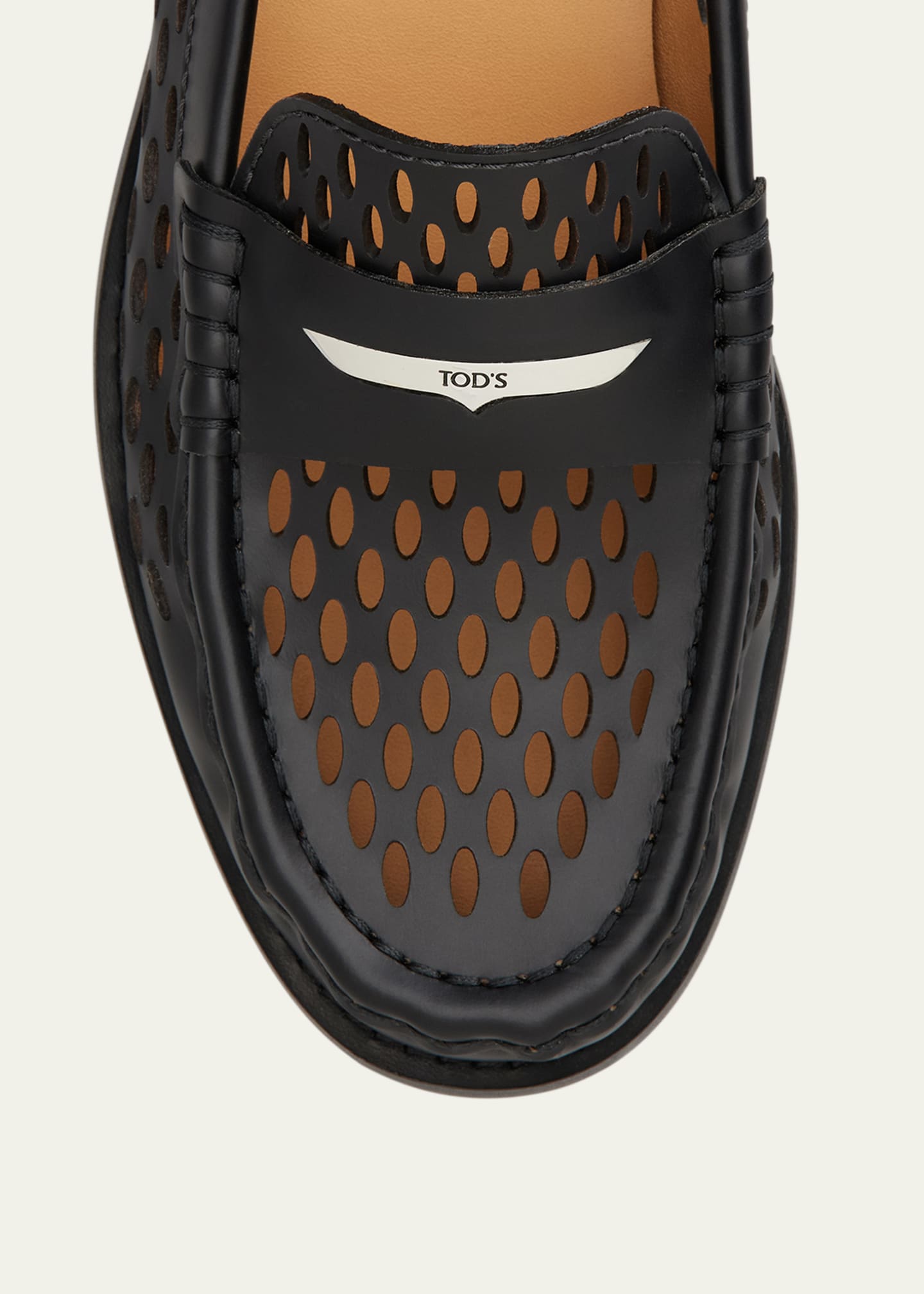 Tod's Perforated Leather Driver Penny Loafers Image 4 of 4