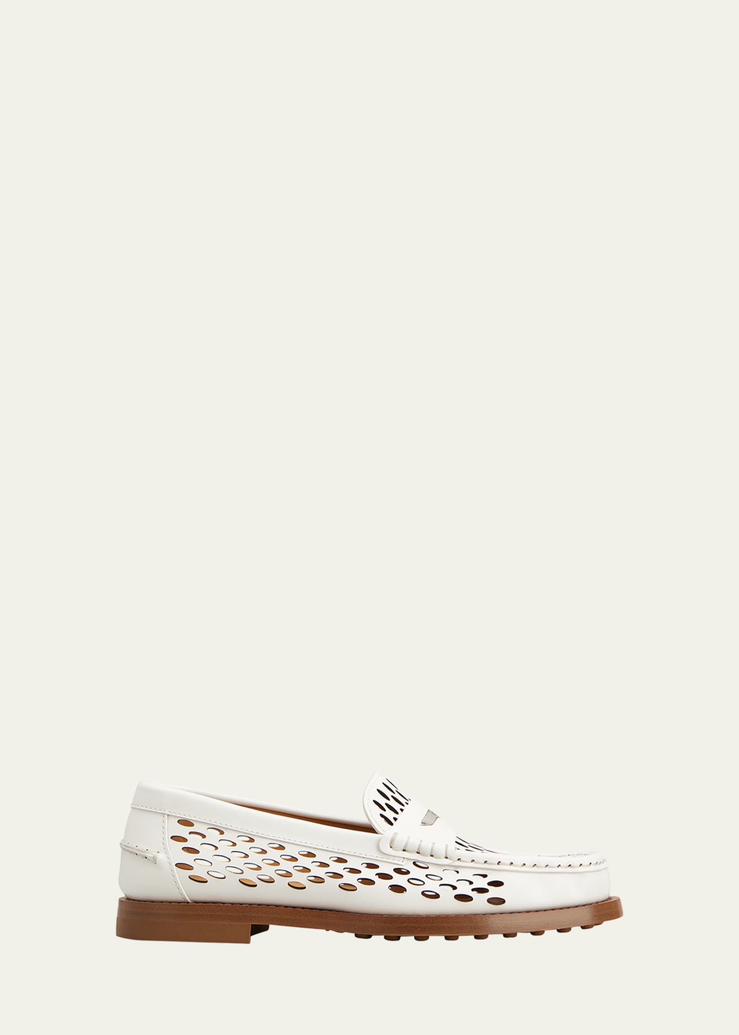 Tod's Perforated Leather Driver Penny Loafers Image 1 of 4