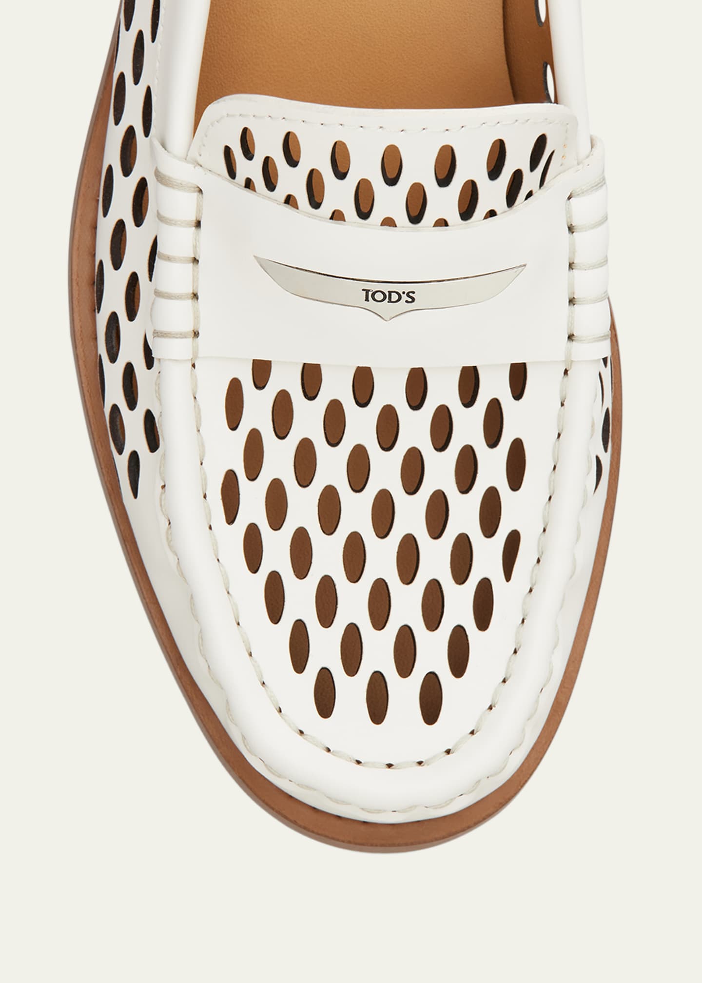 Tod's Perforated Leather Driver Penny Loafers Image 4 of 4
