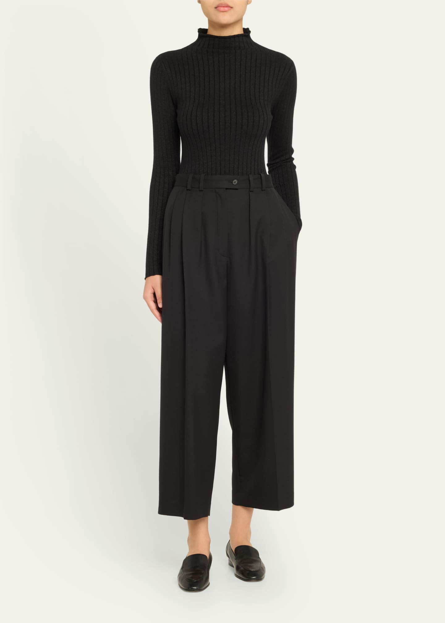 Majestic Filatures Metallic Long Sleeve Rib Mock-Neck Top Image 2 of 5