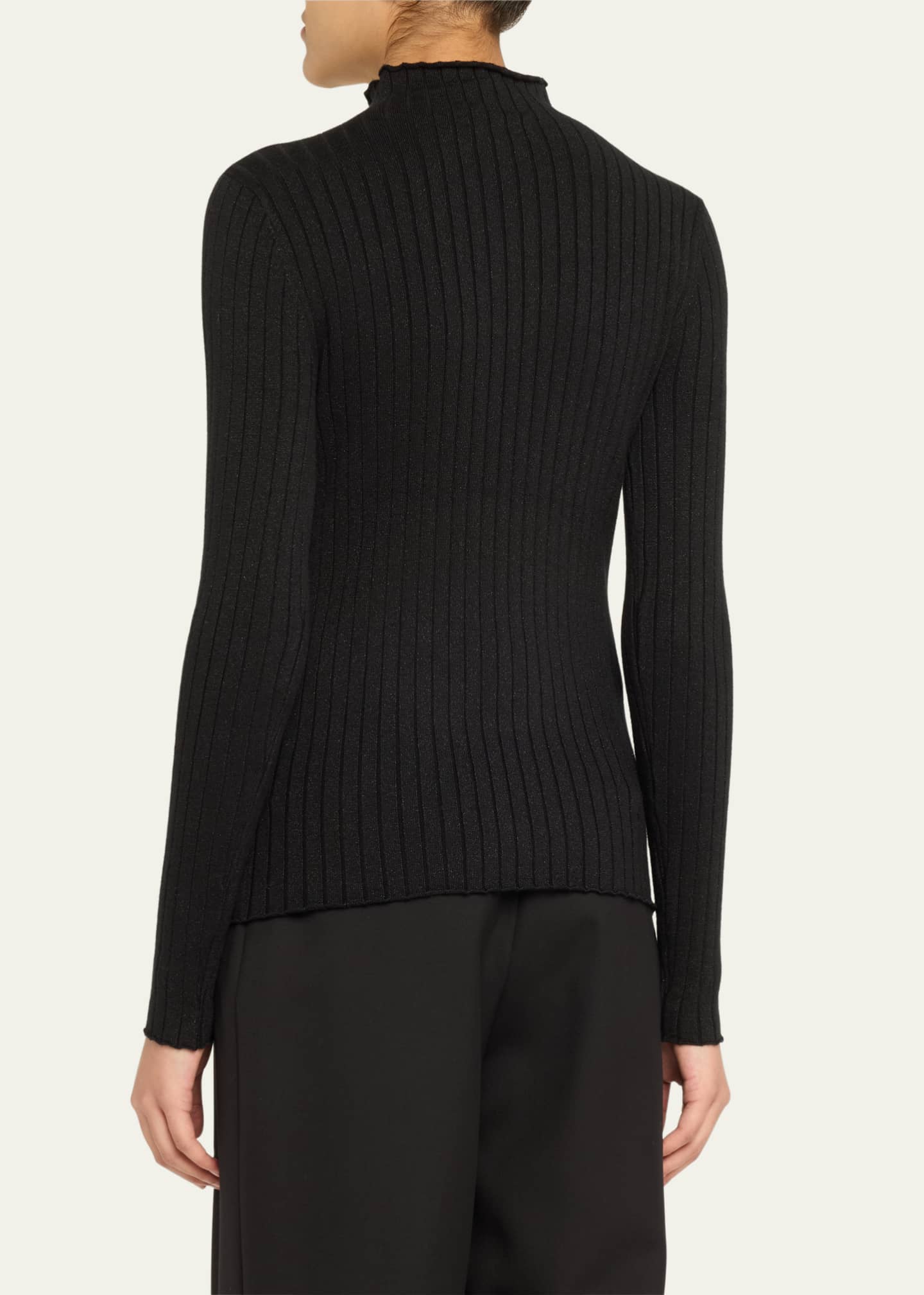 Majestic Filatures Metallic Long Sleeve Rib Mock-Neck Top Image 3 of 5
