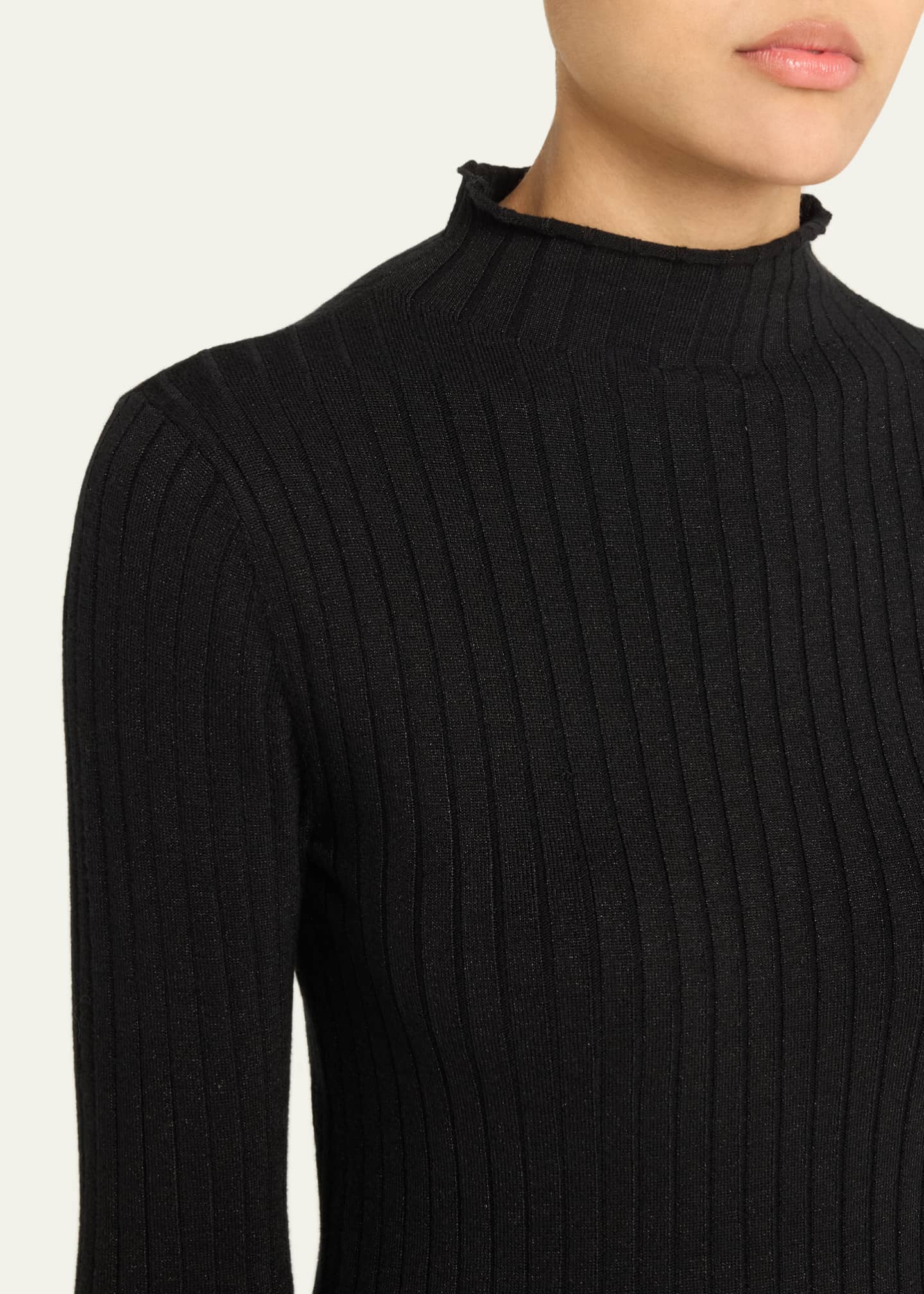 Majestic Filatures Metallic Long Sleeve Rib Mock-Neck Top Image 5 of 5
