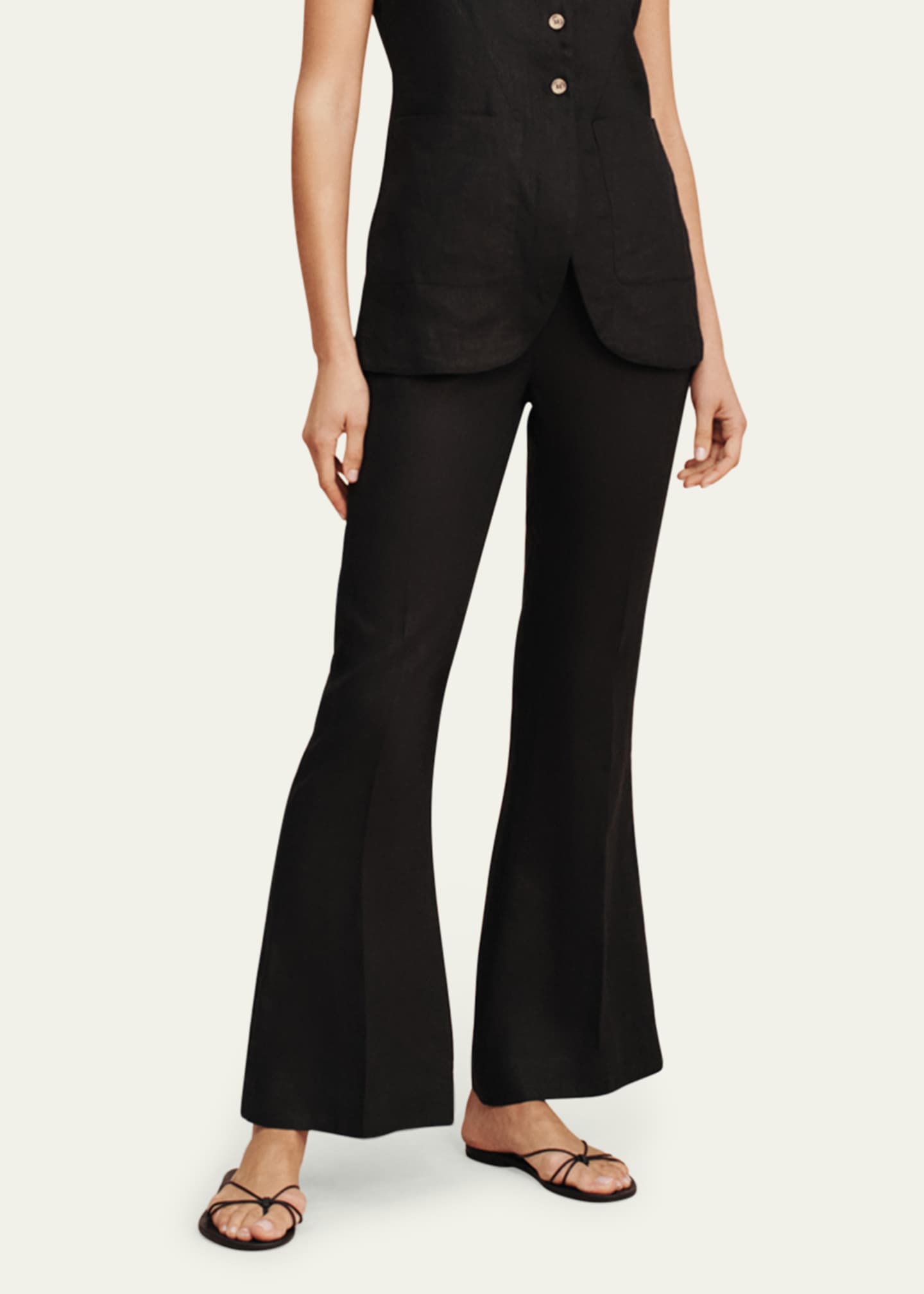 Tia Linen Flare Trousers - Thumbnail 4
