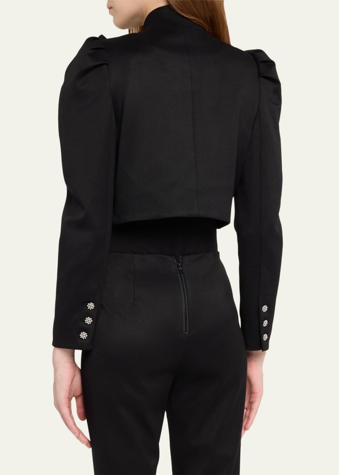 Alice Olivia Addison Bow Collar Cropped Jacket