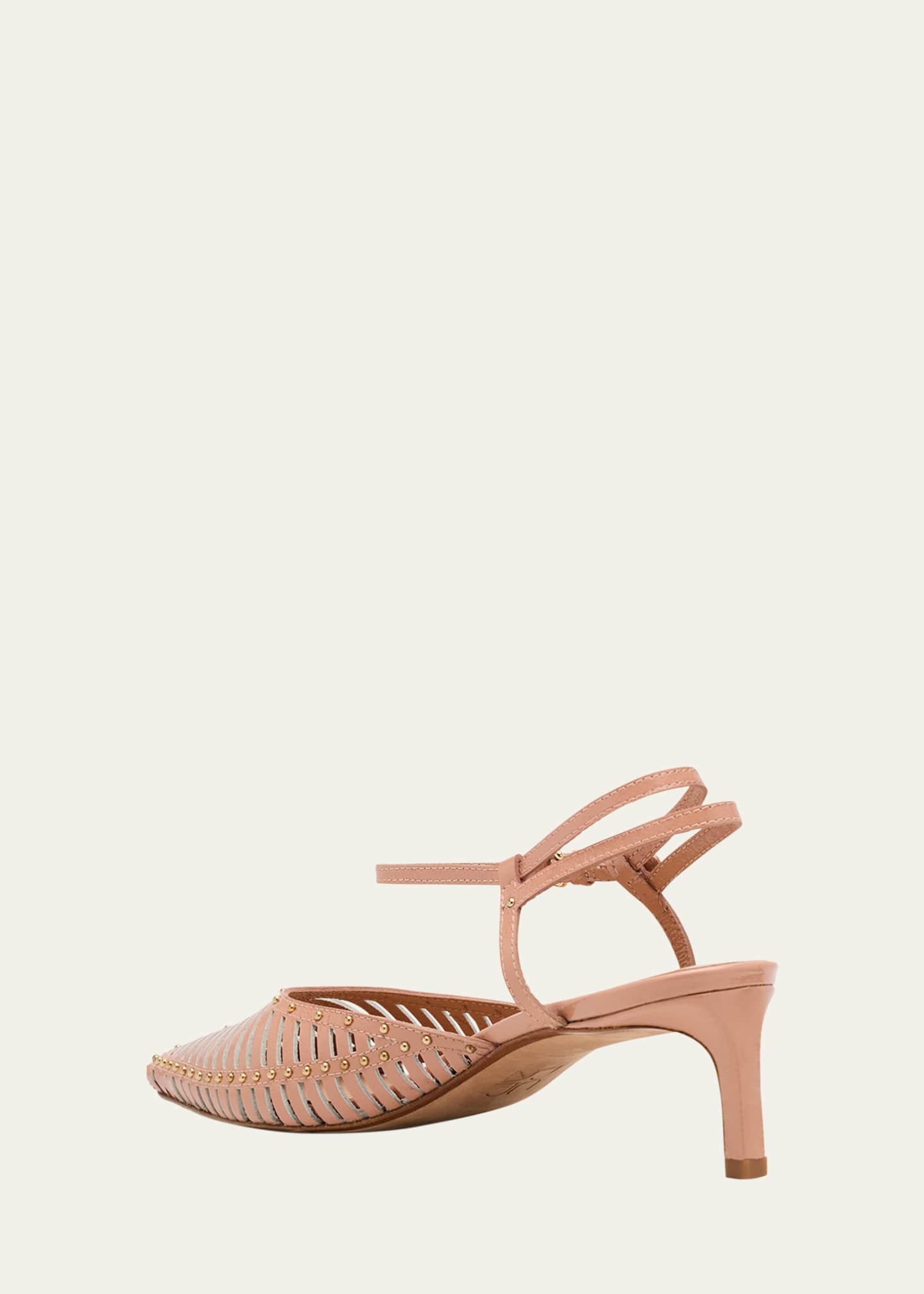 Ulla Johnson Francine Caged Leather Ankle-Strap Pumps Image 4 of 6