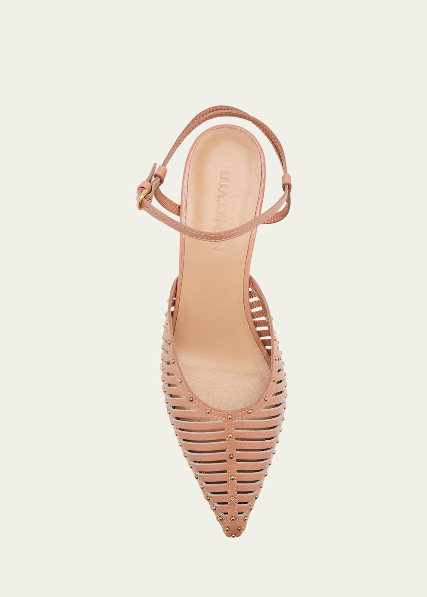 Ulla Johnson Francine Caged Leather Ankle-Strap Pumps Image 6 of 6