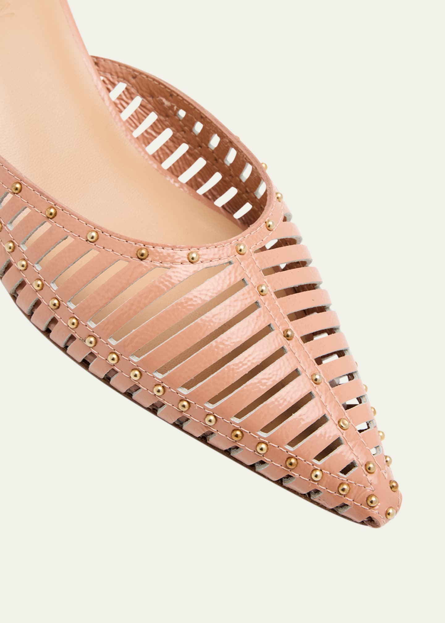 Ulla Johnson Francine Caged Leather Ankle-Strap Pumps Image 5 of 6