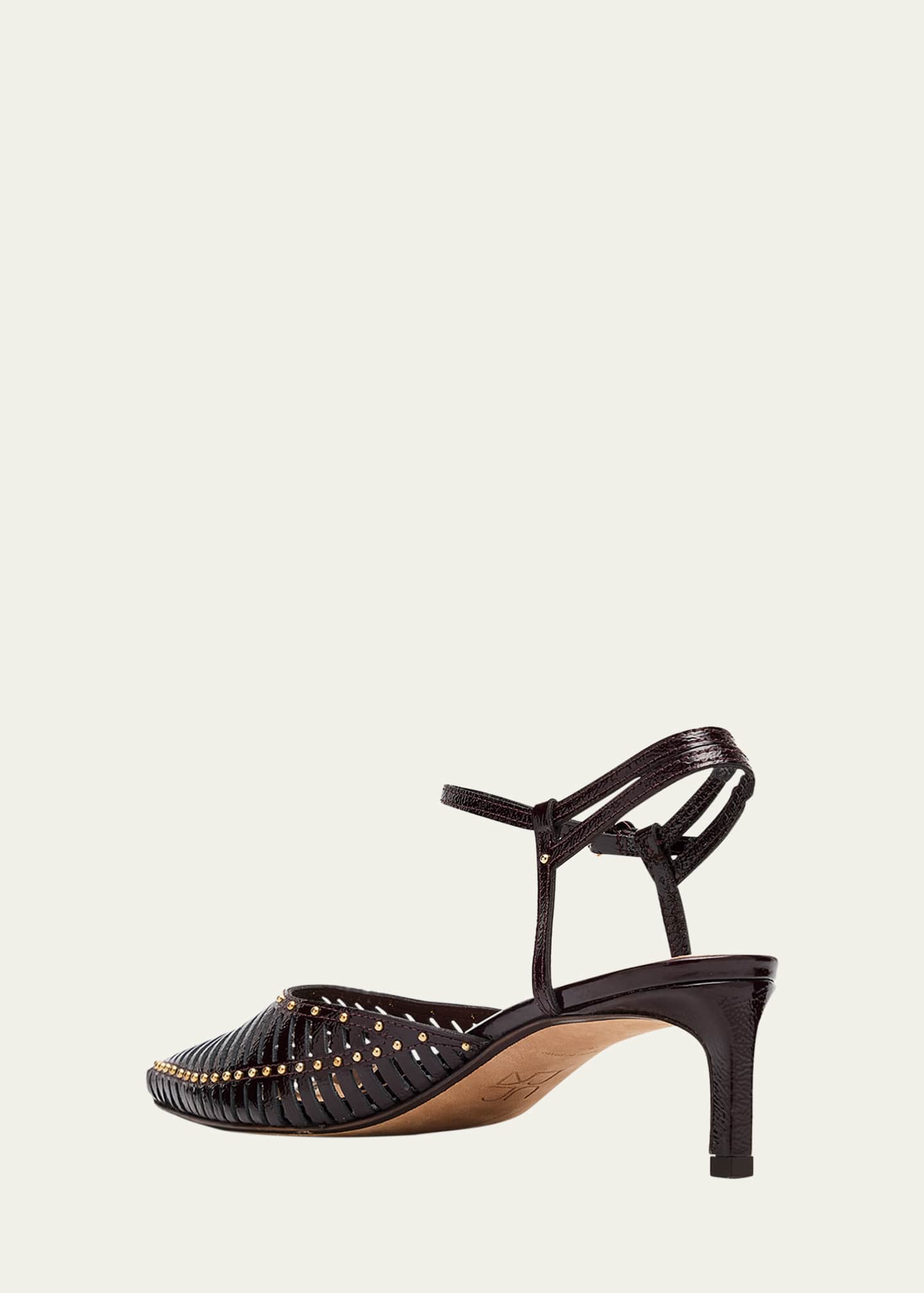 Ulla Johnson Francine Caged Leather Ankle-Strap Pumps Image 4 of 6