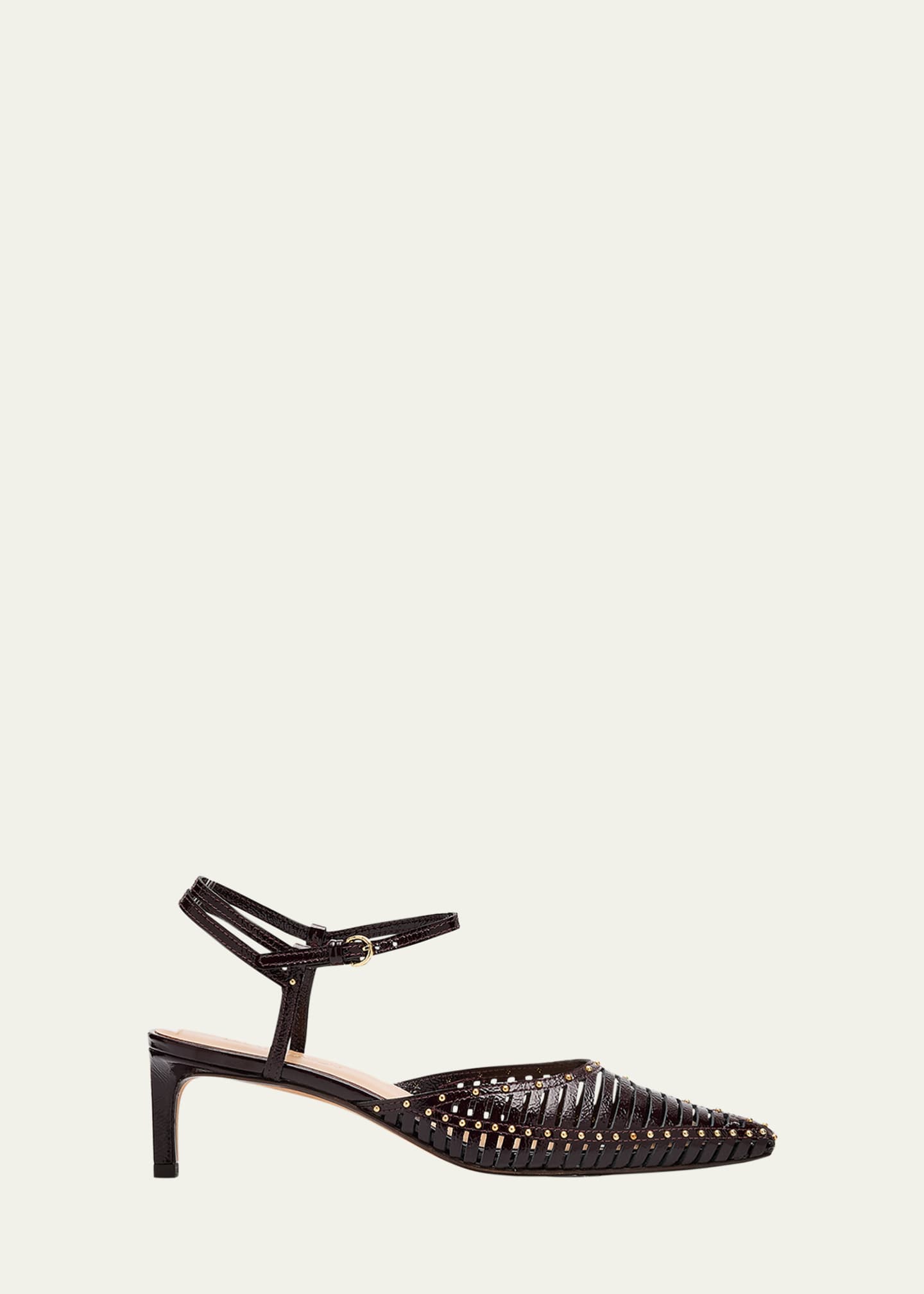 Ulla Johnson Francine Caged Leather Ankle-Strap Pumps Image 1 of 6