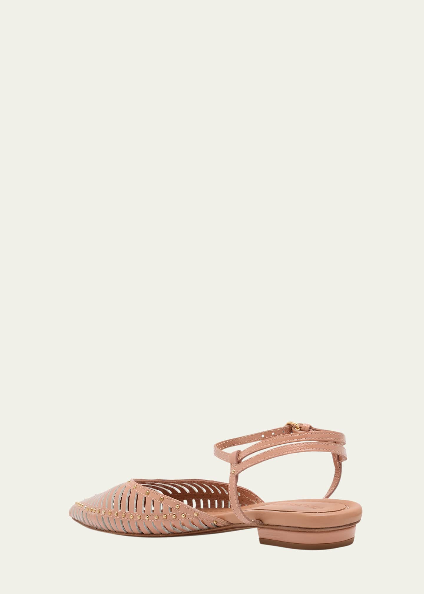 Ulla Johnson Violette Caged Leather Ankle-Strap Ballerina Flats Image 4 of 6