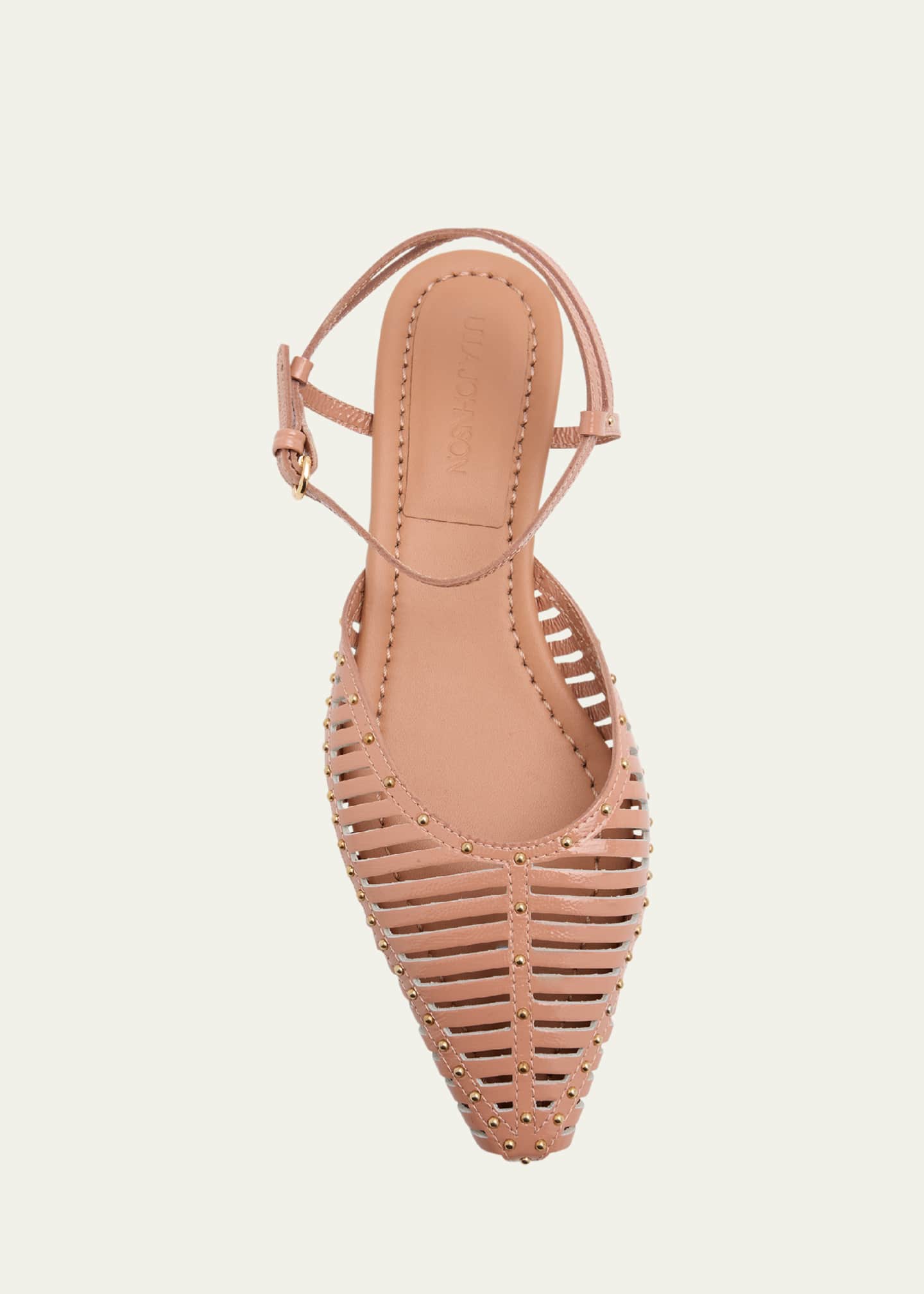 Ulla Johnson Violette Caged Leather Ankle-Strap Ballerina Flats Image 6 of 6