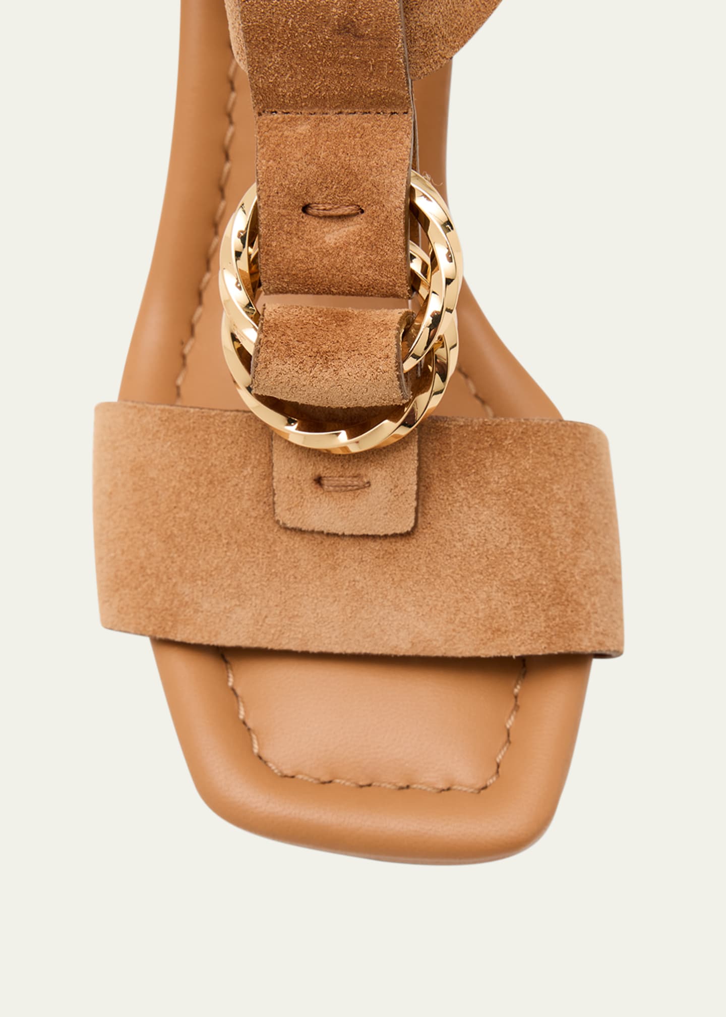 Ulla Johnson Milla Suede Ring T-Strap Block-Heel Sandals Image 6 of 6