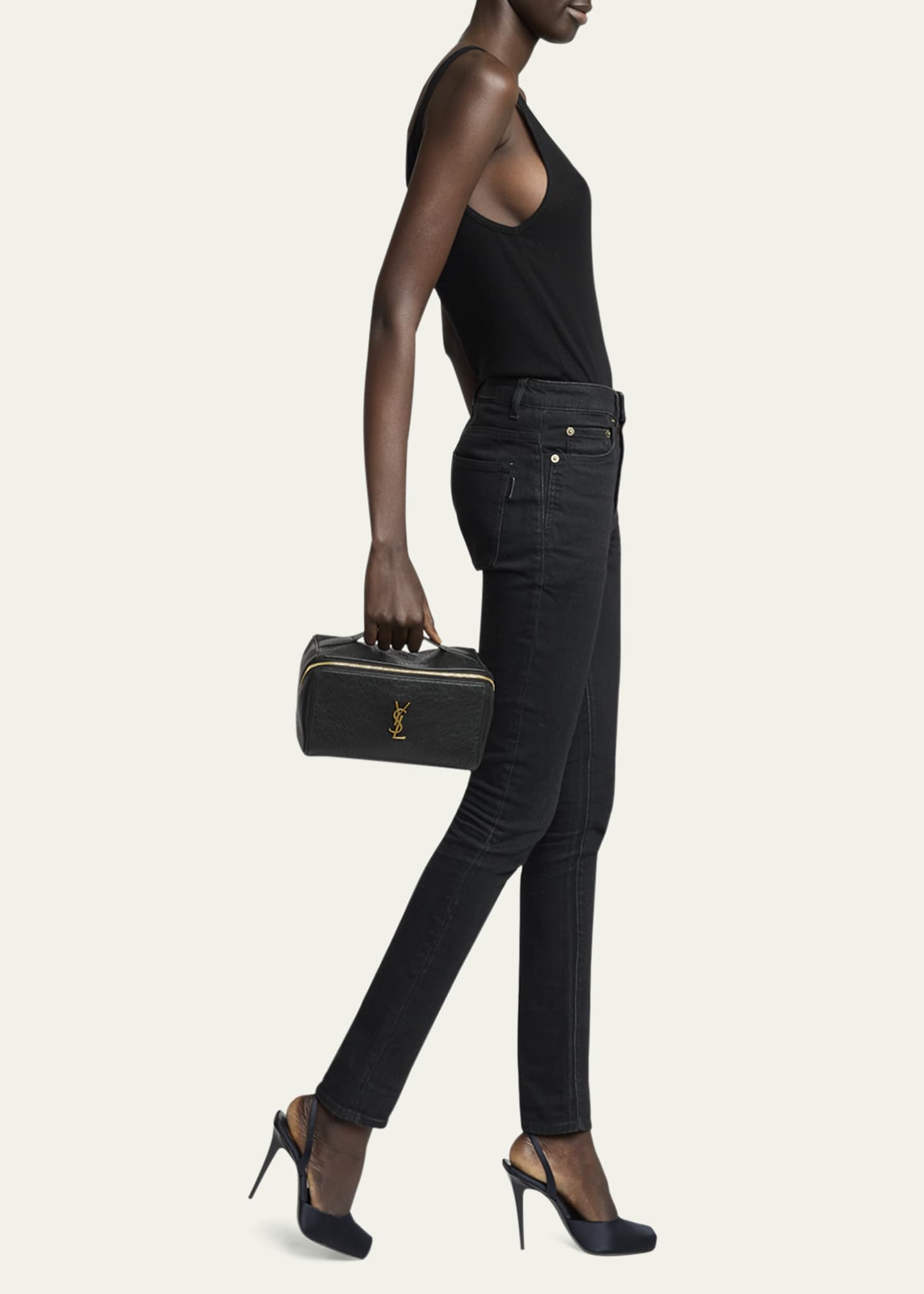 Saint Laurent YSL Vanity Case in Grained Leather Image 2 of 5