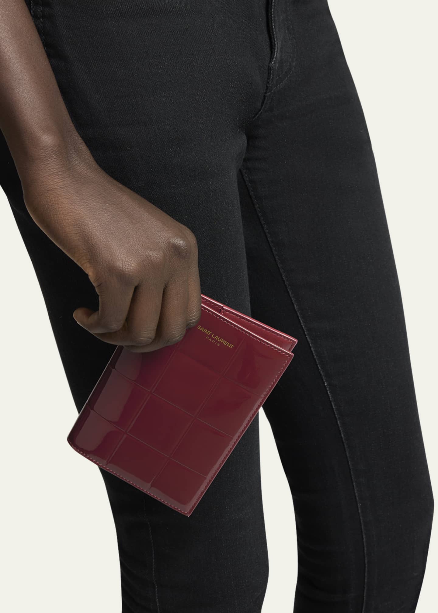 Saint Laurent Passport Holder in Quilted Patent Leather Image 2 of 4