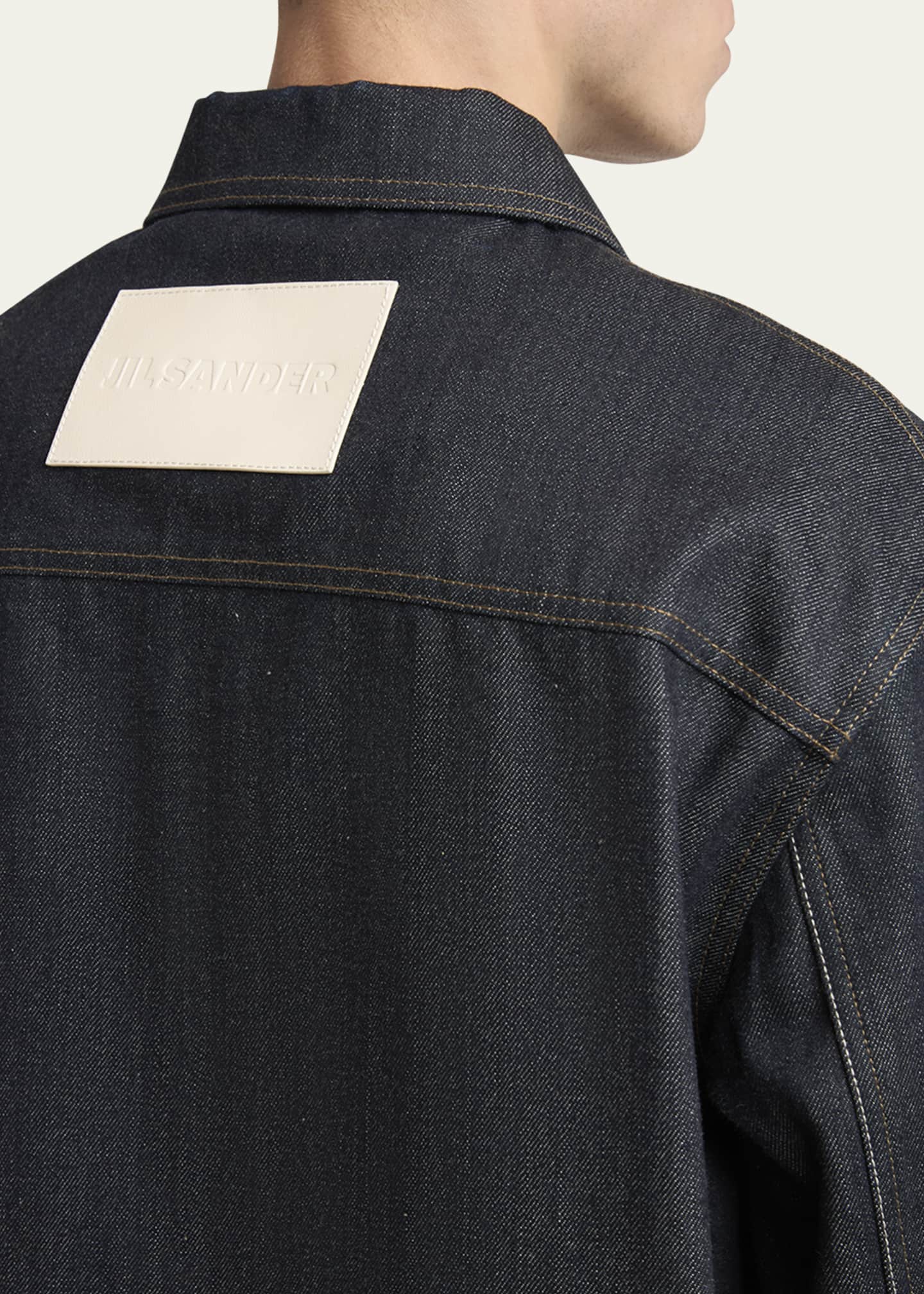 Jil Sander Men's Denim Overshirt with Leather Patch Image 5 of 5