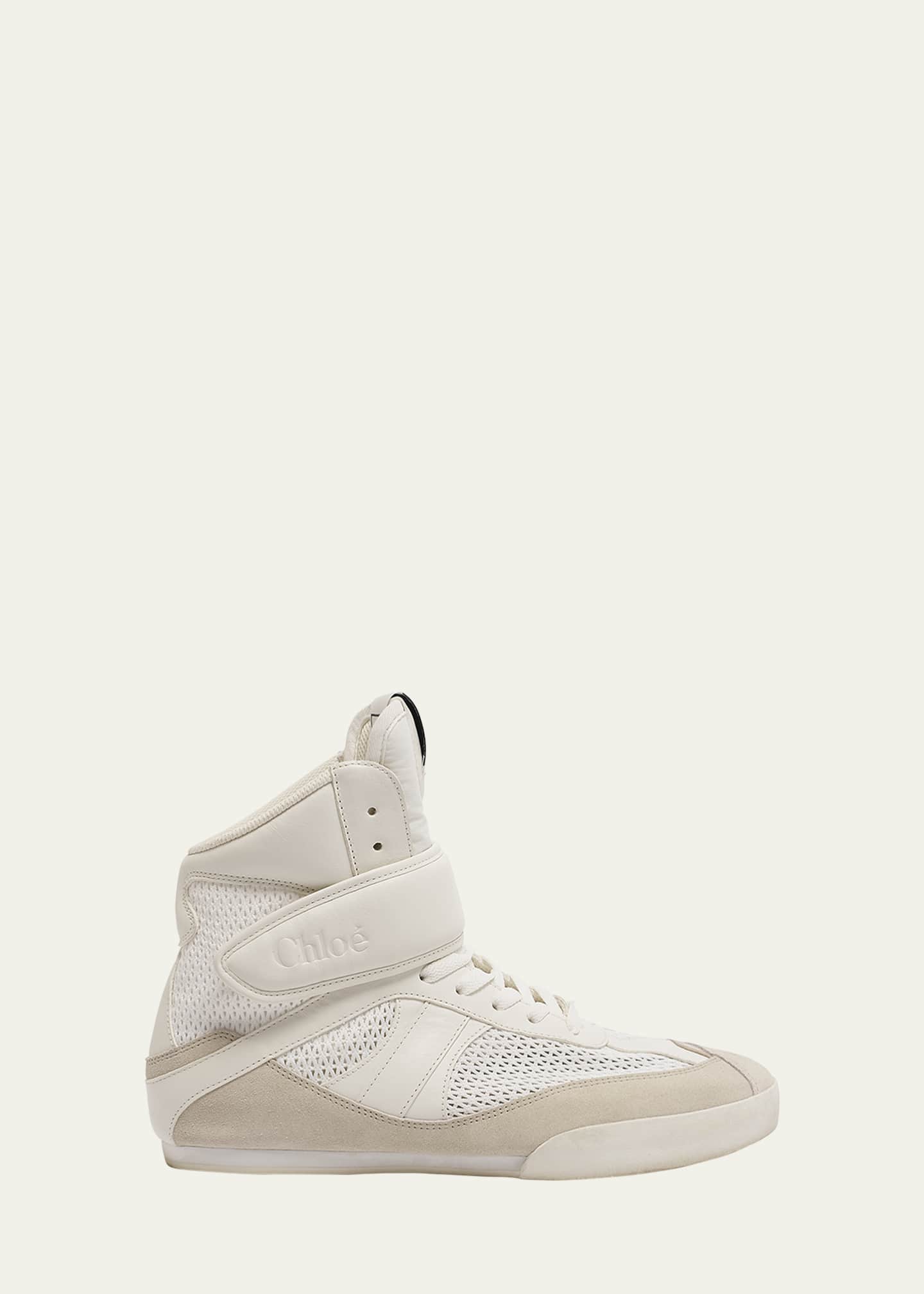 Chloe Kick High-Top Mesh Leather Sneakers Image 1 of 3