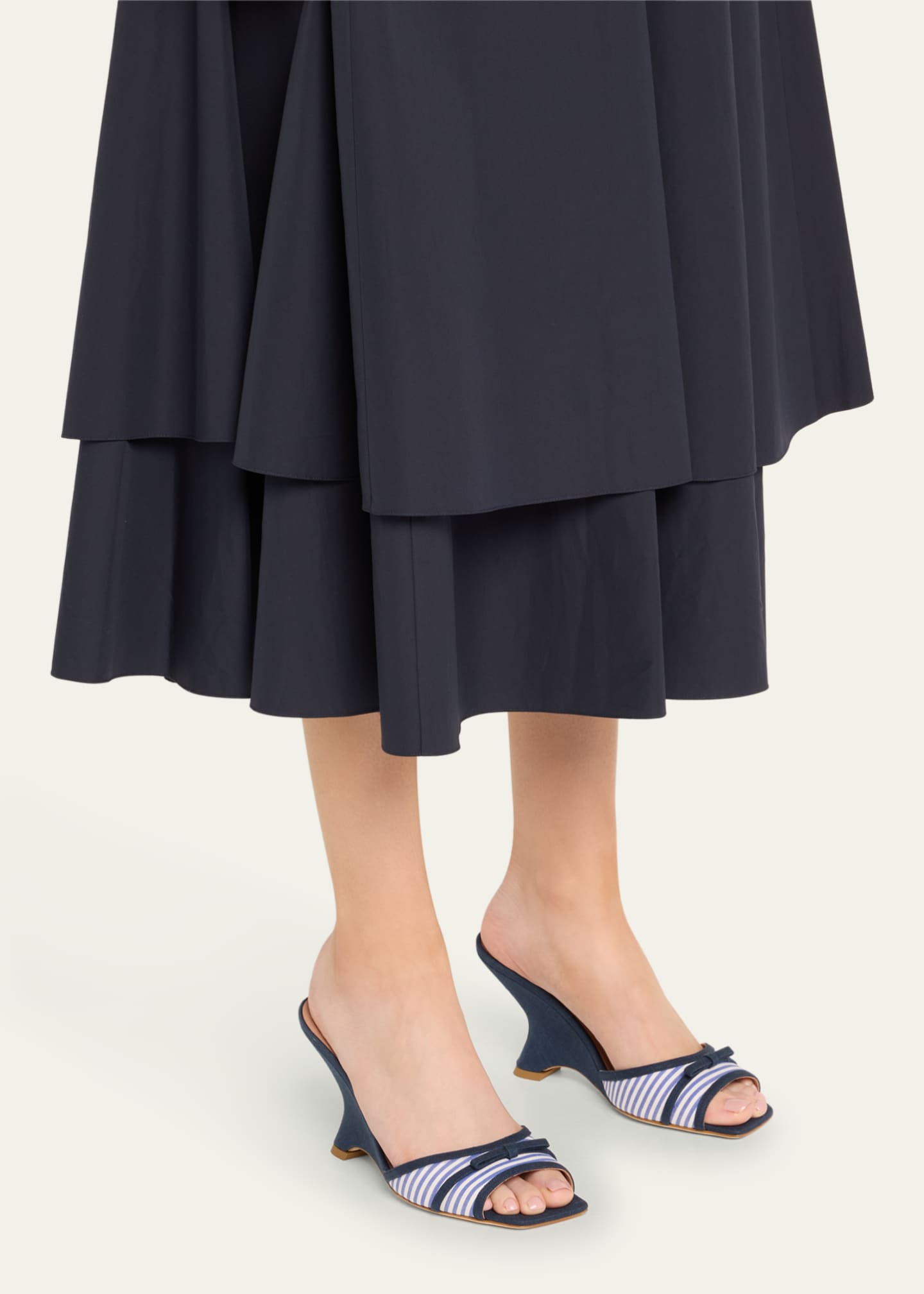 Malone Souliers x Tabitha Simmons Isla Striped Bow Mule Wedge Sandals Image 2 of 6