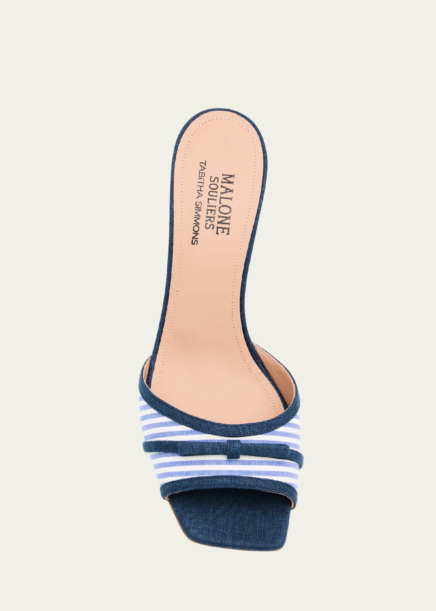 Malone Souliers x Tabitha Simmons Isla Striped Bow Mule Wedge Sandals Image 6 of 6