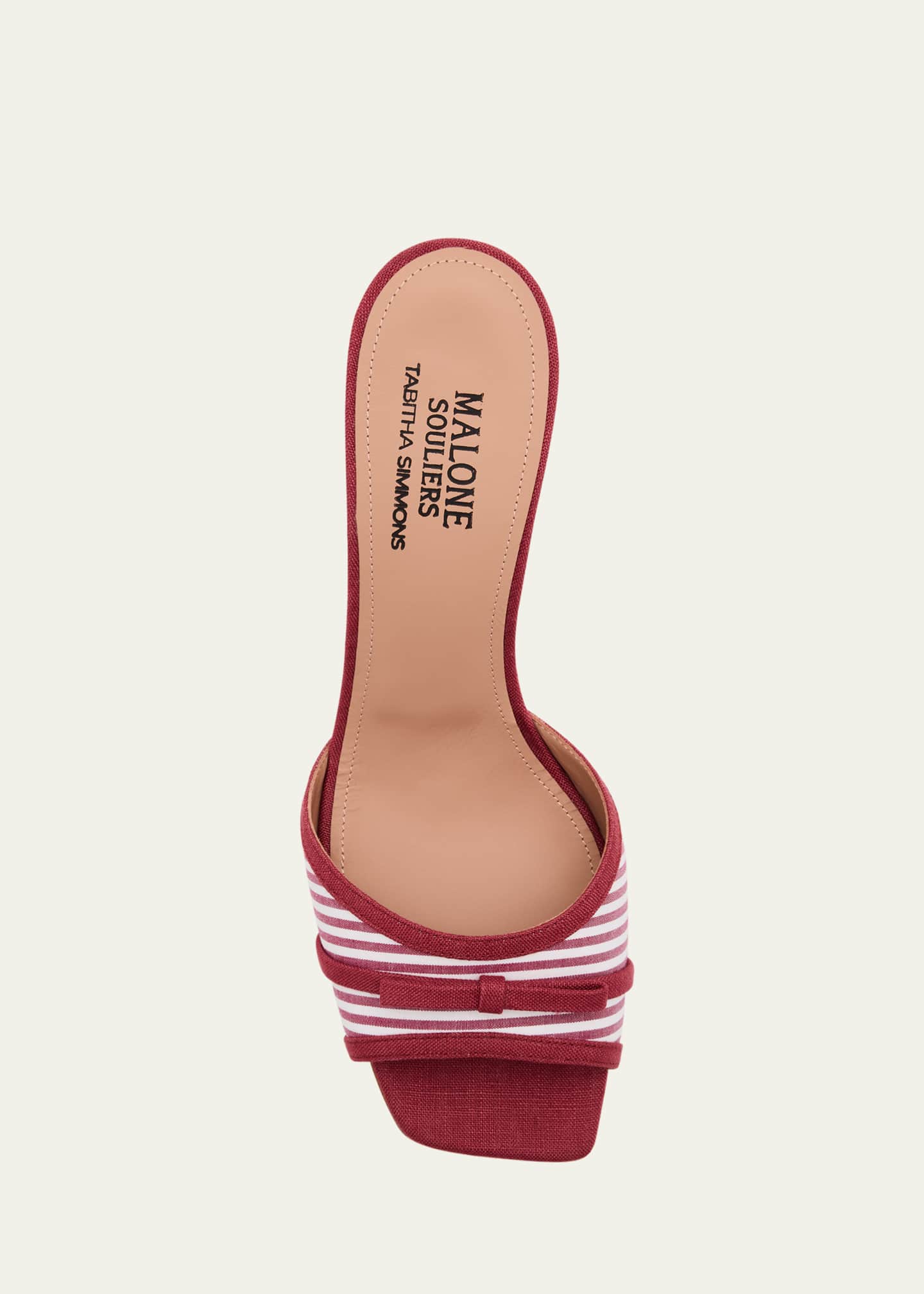 x Tabitha Simmons Isla Striped Bow Mule Wedge Sandals - Thumbnail 6