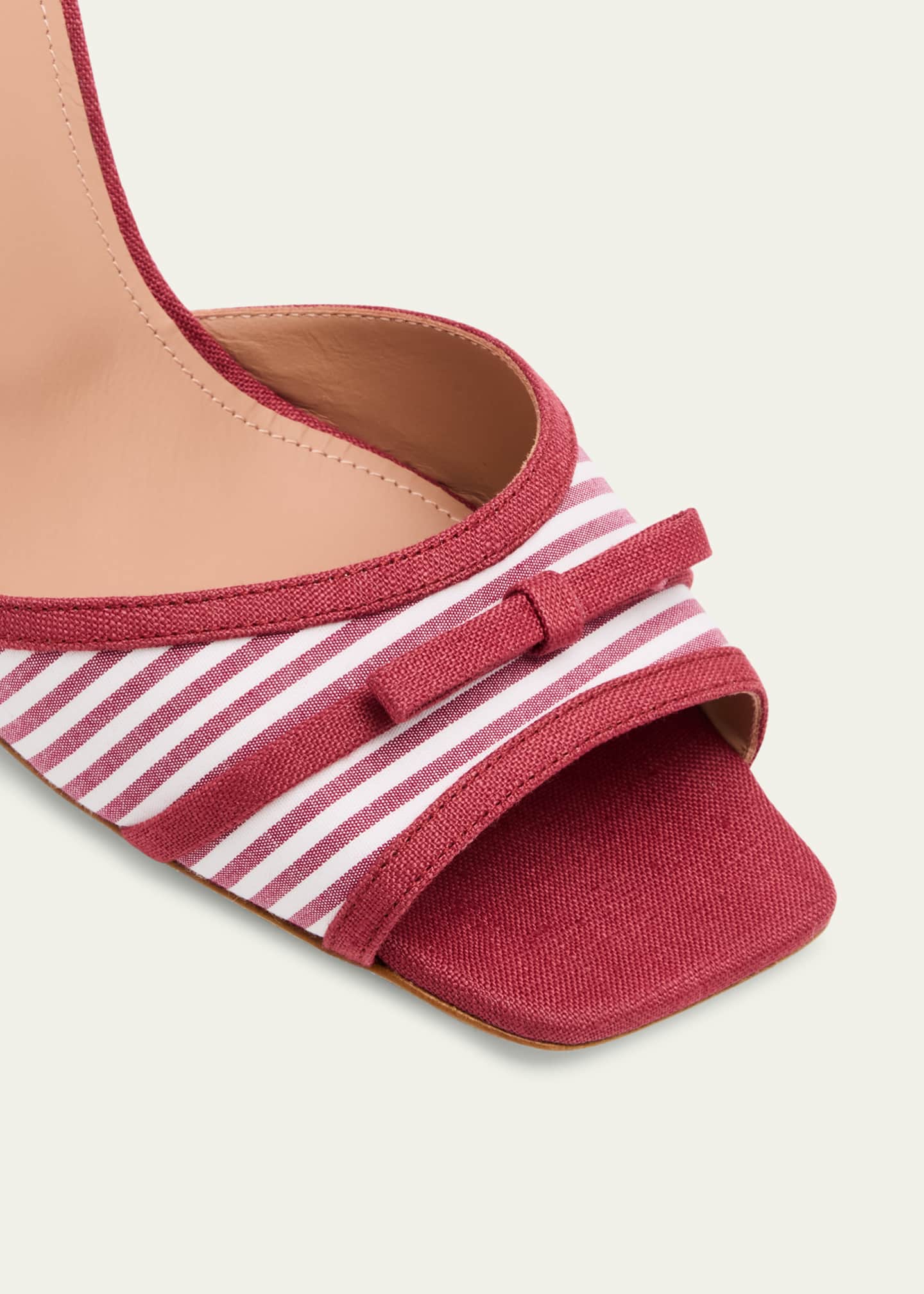 x Tabitha Simmons Isla Striped Bow Mule Wedge Sandals - Thumbnail 5