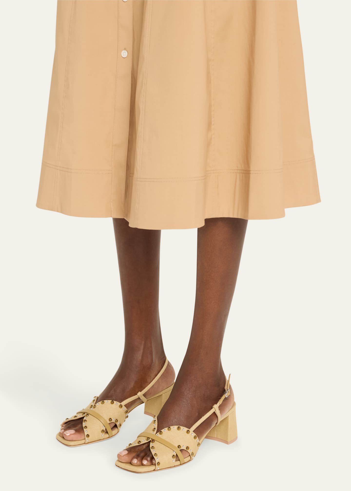Malone Souliers x Tabitha Simmons Katarina Studded Linen Slingback Sandals Image 2 of 6