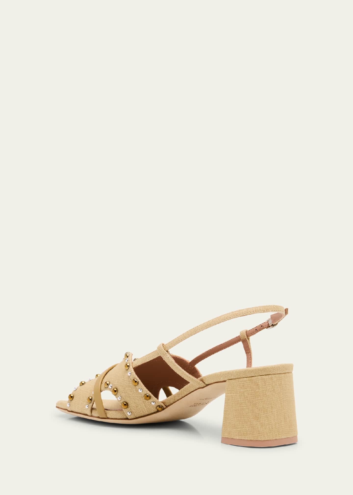 Malone Souliers x Tabitha Simmons Katarina Studded Linen Slingback Sandals Image 4 of 6