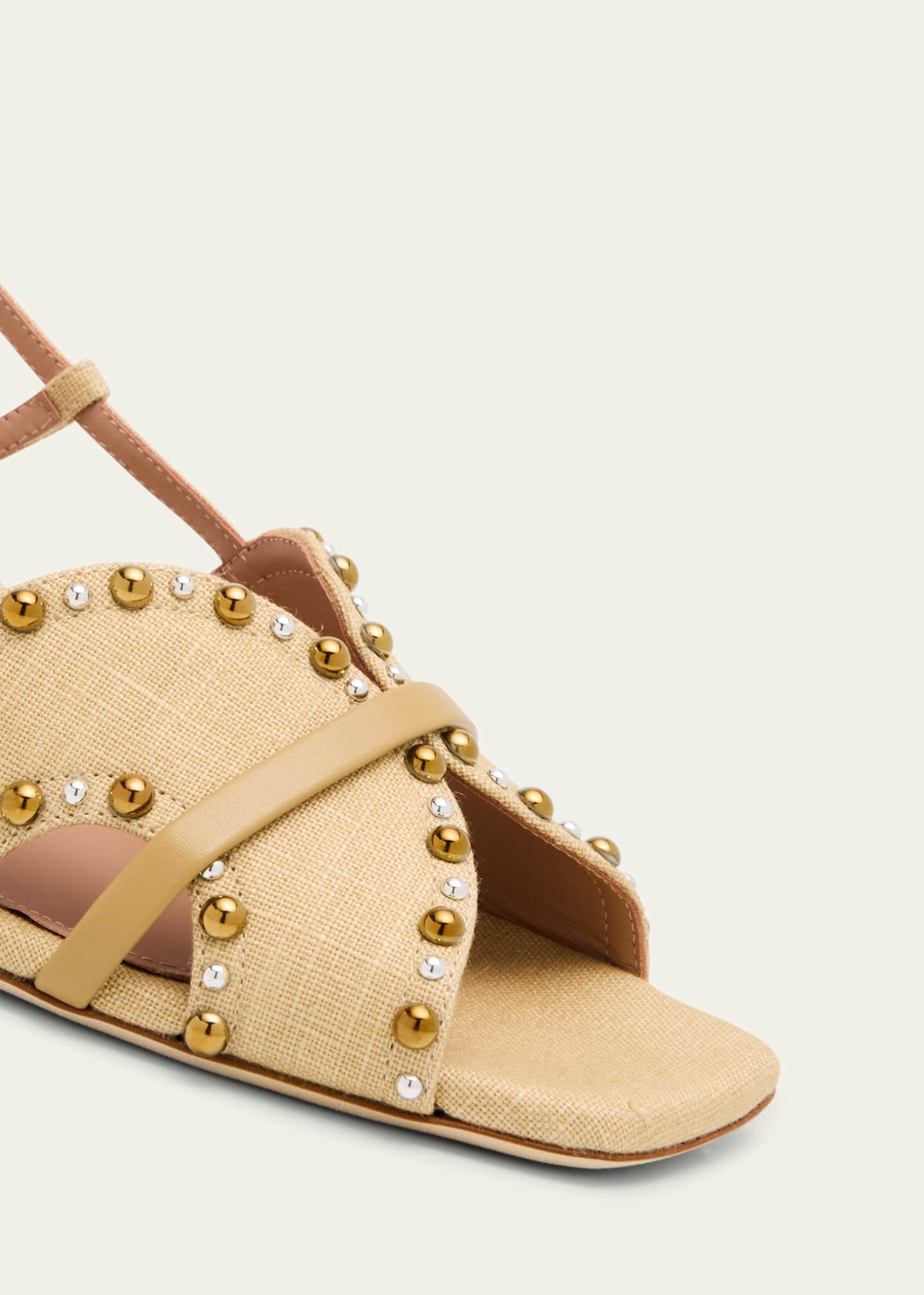 Malone Souliers x Tabitha Simmons Katarina Studded Linen Slingback Sandals Image 5 of 6