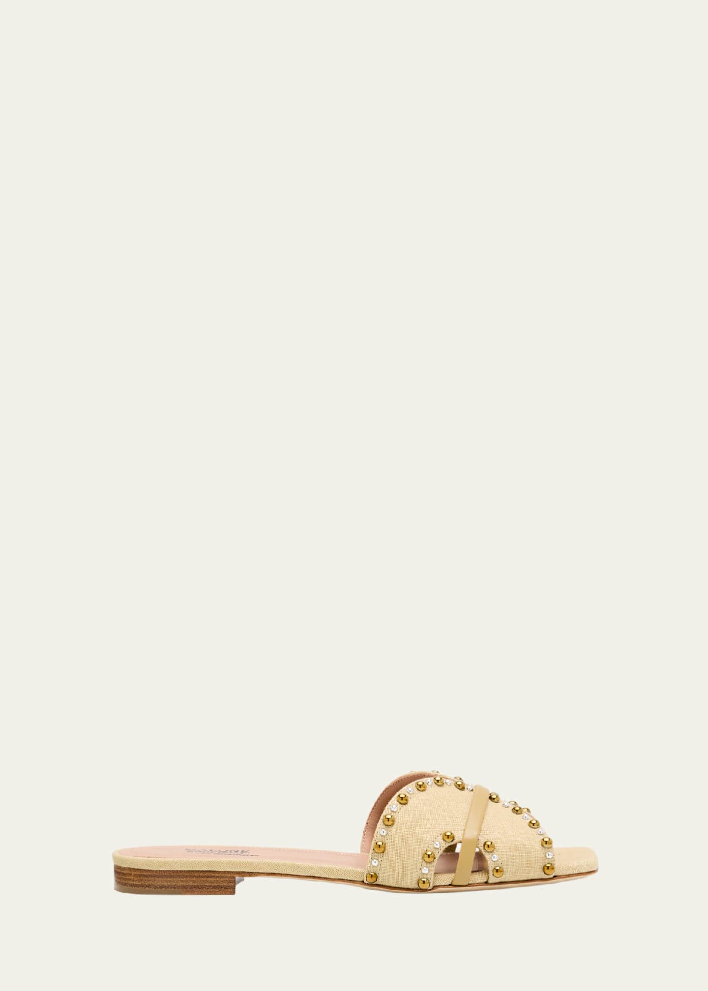 Malone Souliers x Tabitha Simmons Keke Studded Linen Flat Slide Sandals Image 1 of 6
