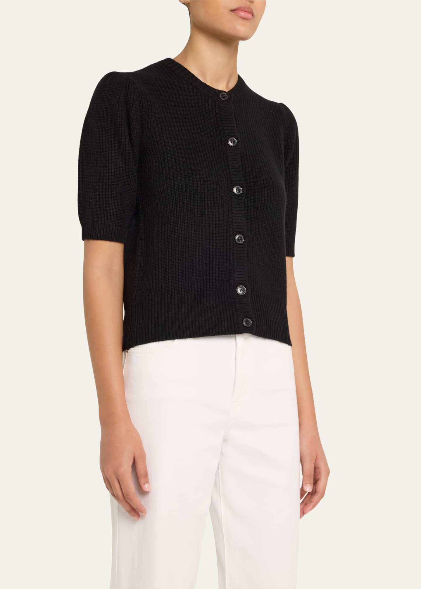 FRAME Shrunken Short-Sleeve Cardigan Image 4 of 5