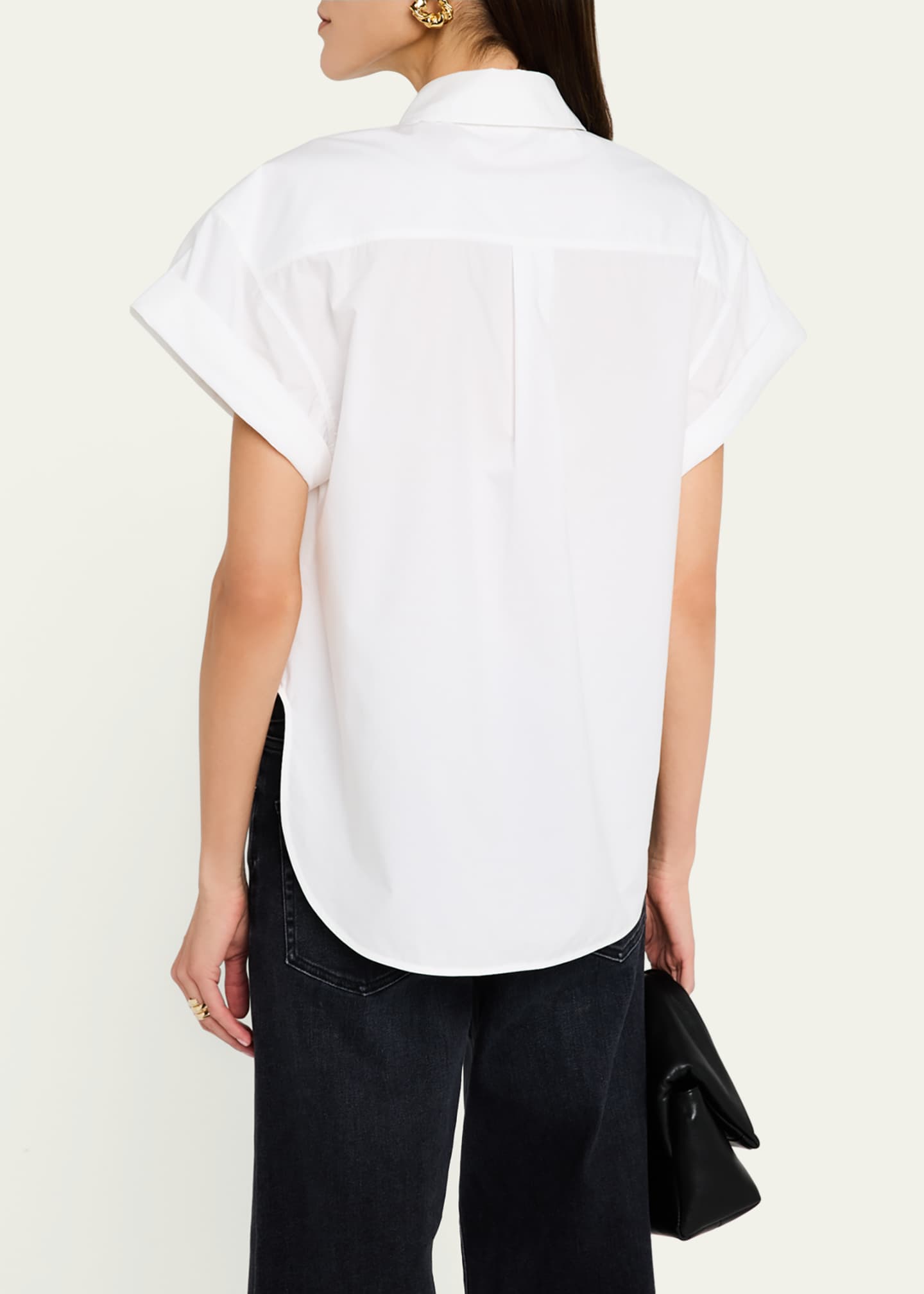 Short-Sleeve Cuffed Button-Front Shirt