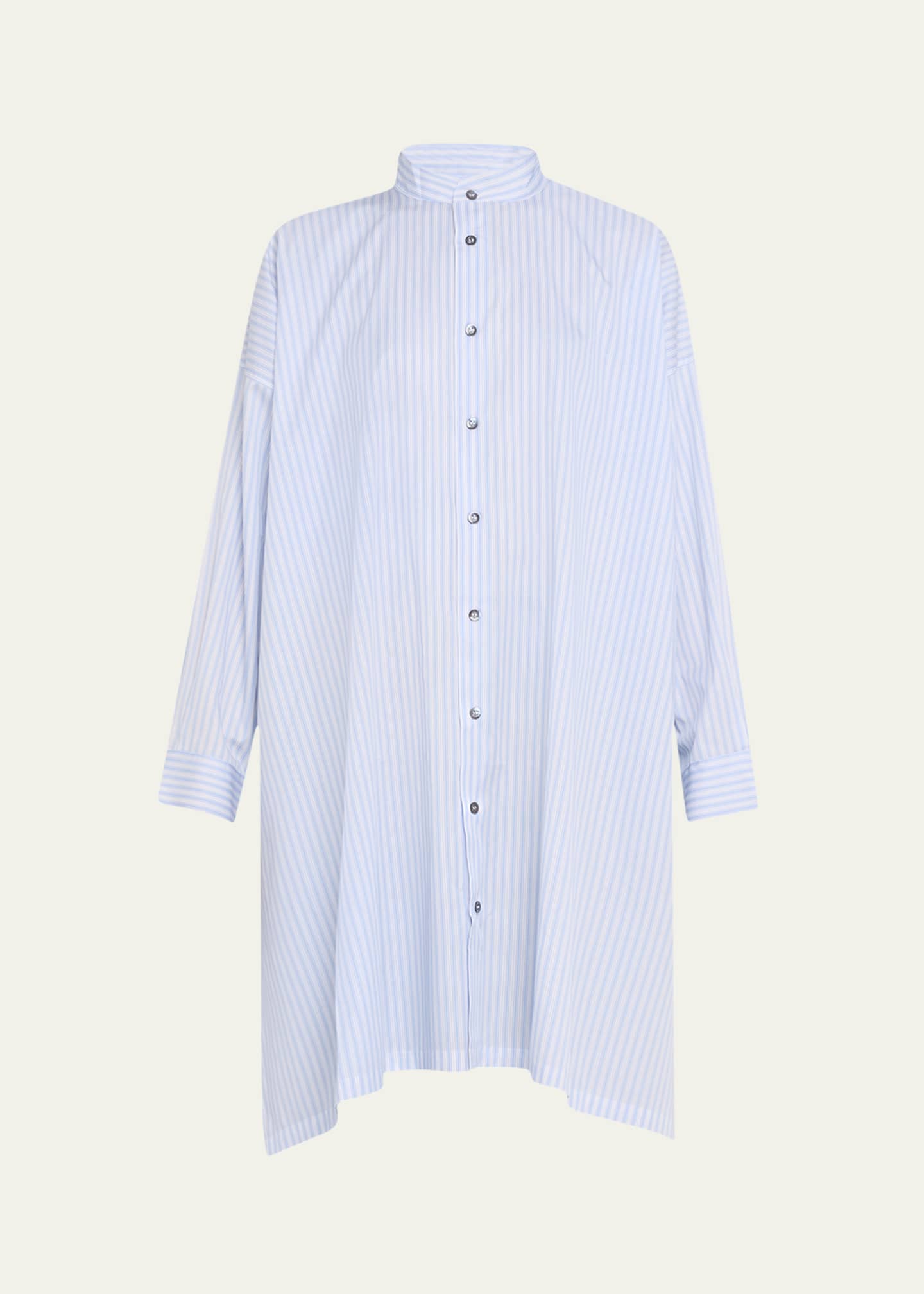 Eskandar Wide A-Line Collarless Shirt With Slits (Very Long Length) Image 1 of 5