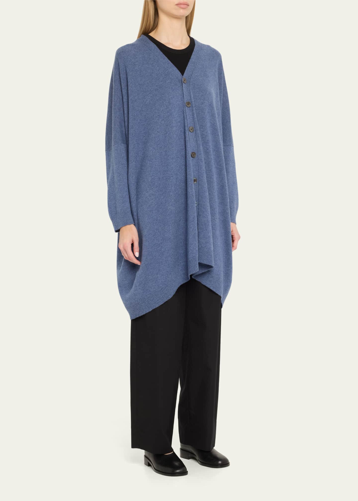 Eskandar Extra Wide V-Neck Cashmere Cardigan Image 4 of 5