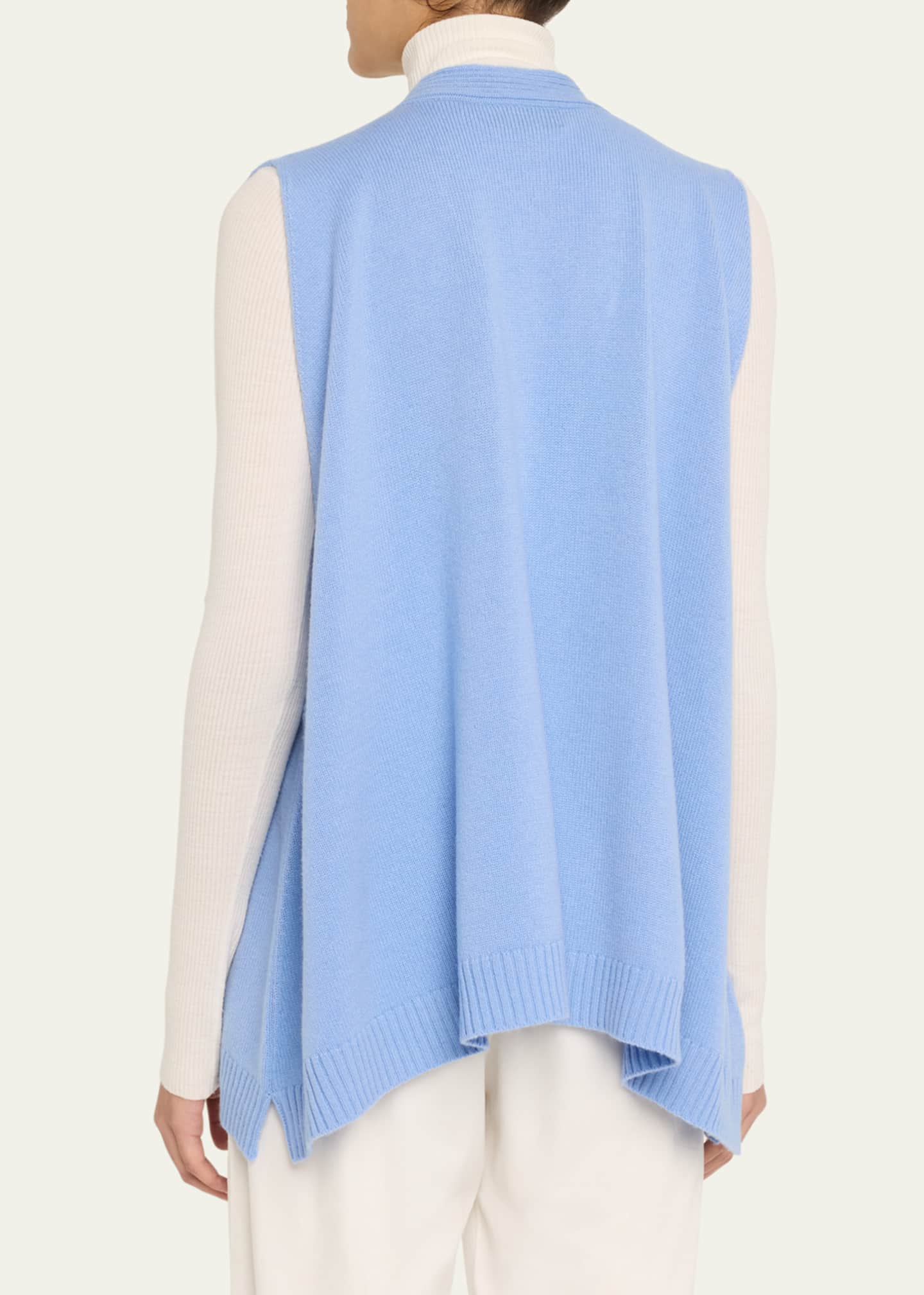 Eskandar A-Line Sleeveless V-Neck Cashmere Cardigan (Mid Plus Length) Image 3 of 5