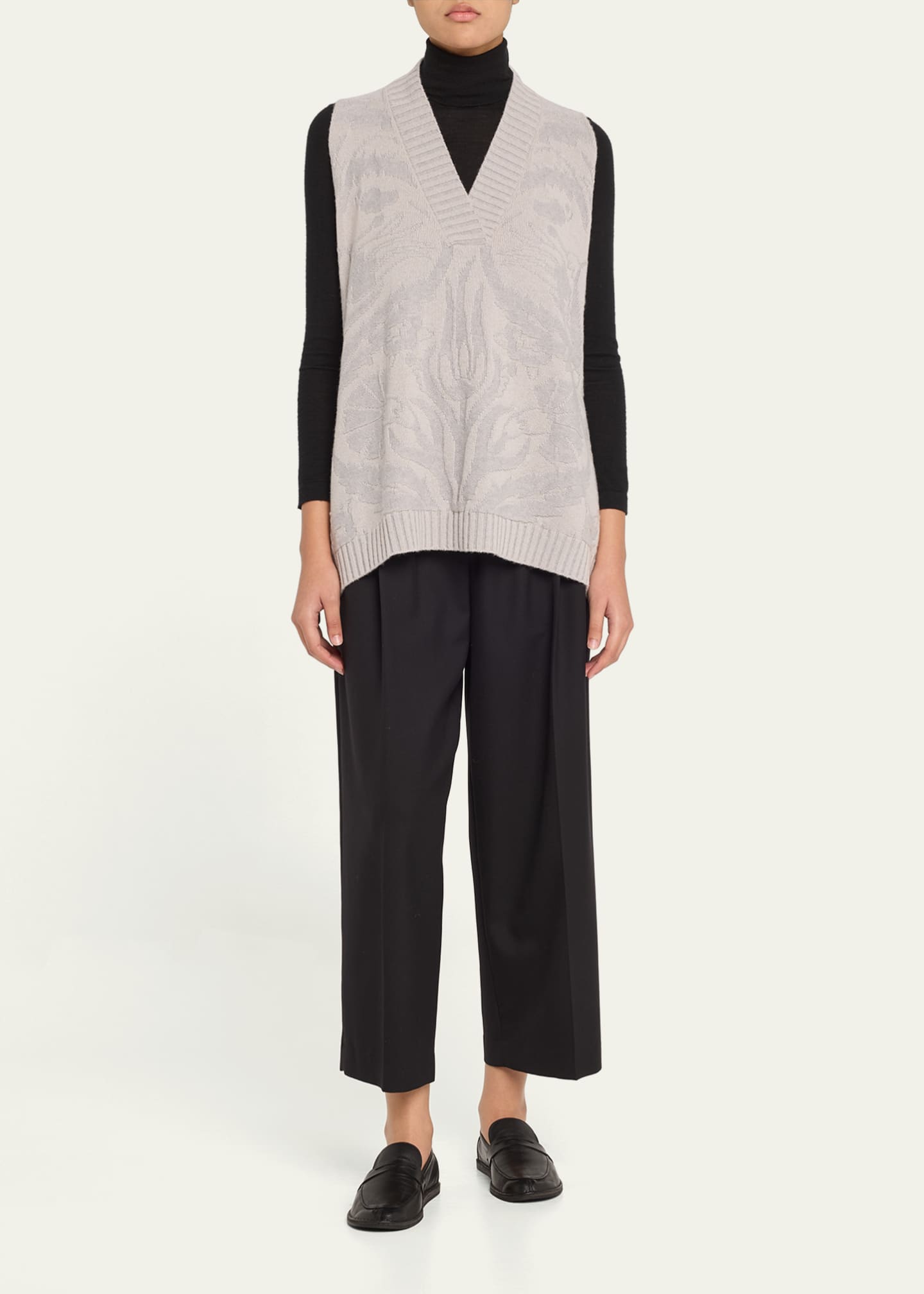 Eskandar A-Line Sleeveless V-Neck Cashmere Sweater Image 2 of 5