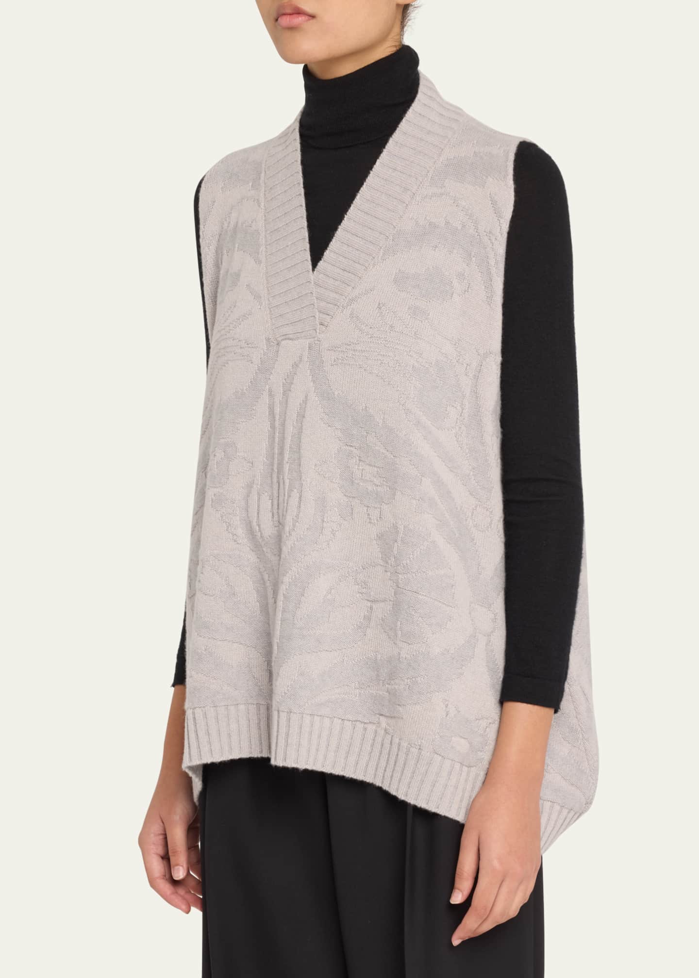 Eskandar A-Line Sleeveless V-Neck Cashmere Sweater Image 4 of 5