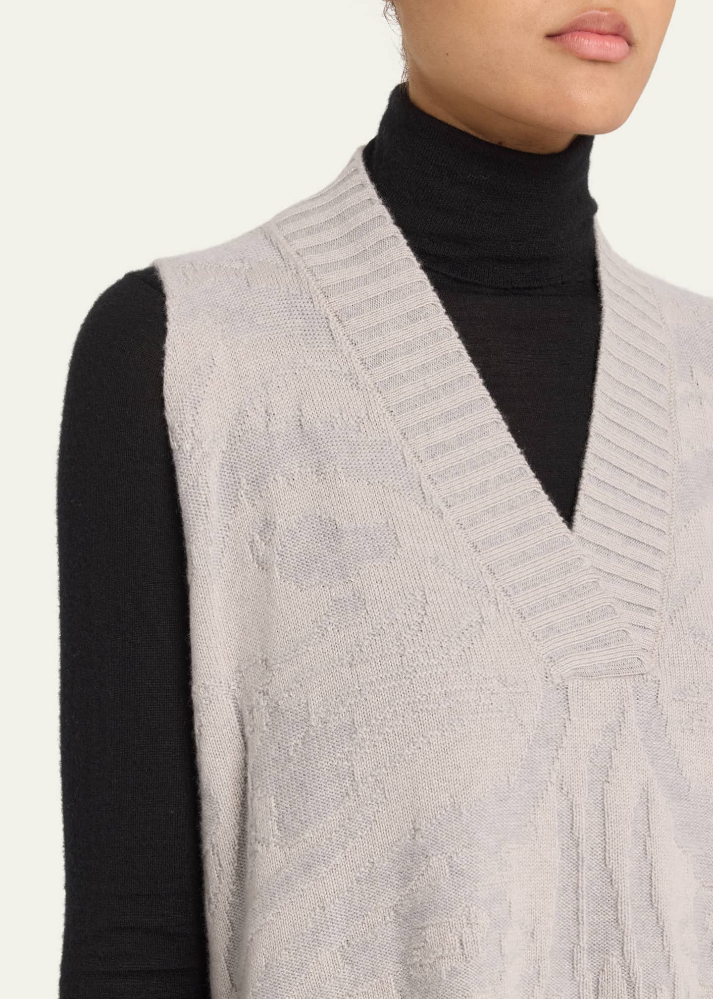 Eskandar A-Line Sleeveless V-Neck Cashmere Sweater Image 5 of 5