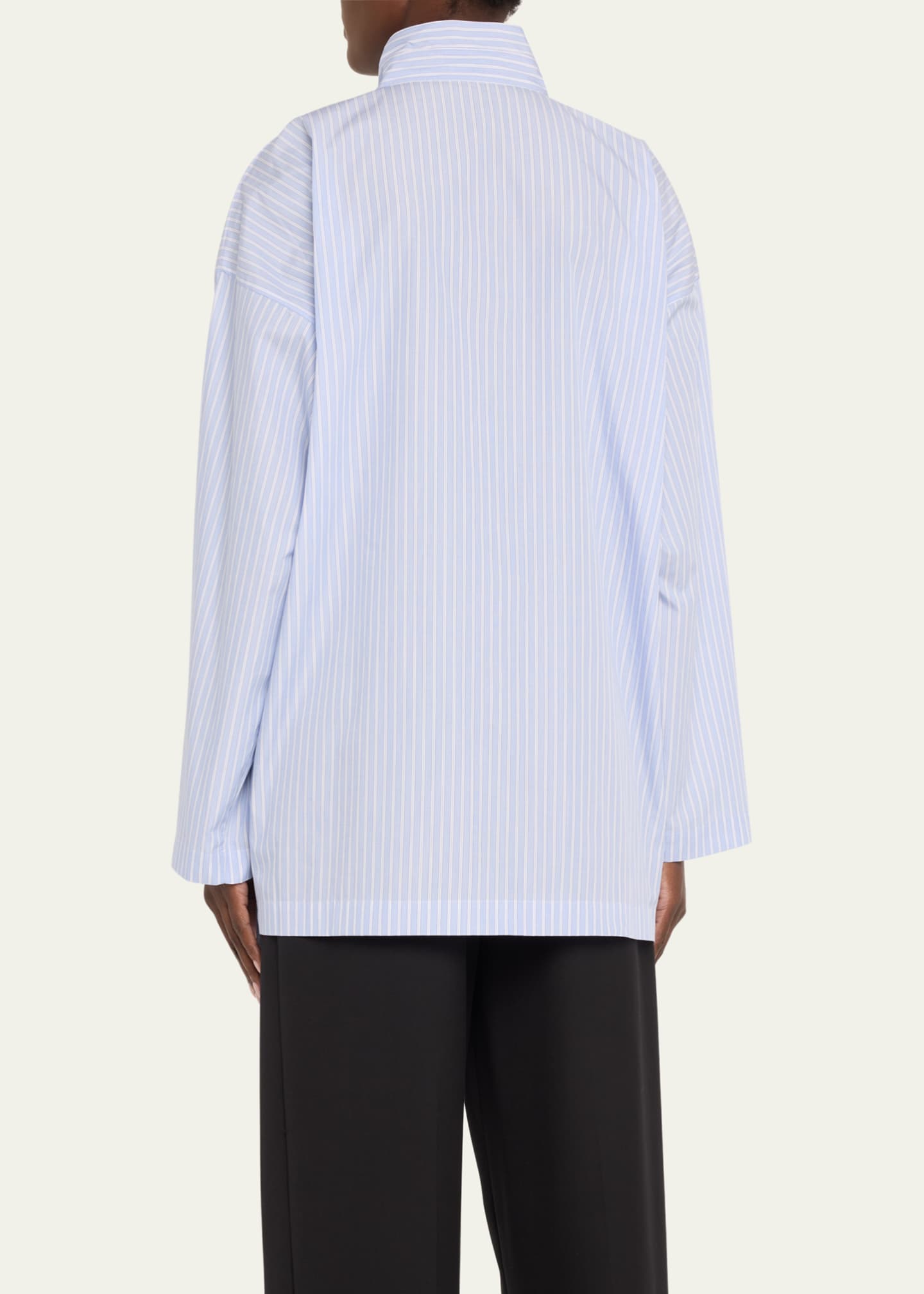 Eskandar Slim A-Line Double Stand Collar Shirt with Stepped Insert (Long Length) Image 3 of 5