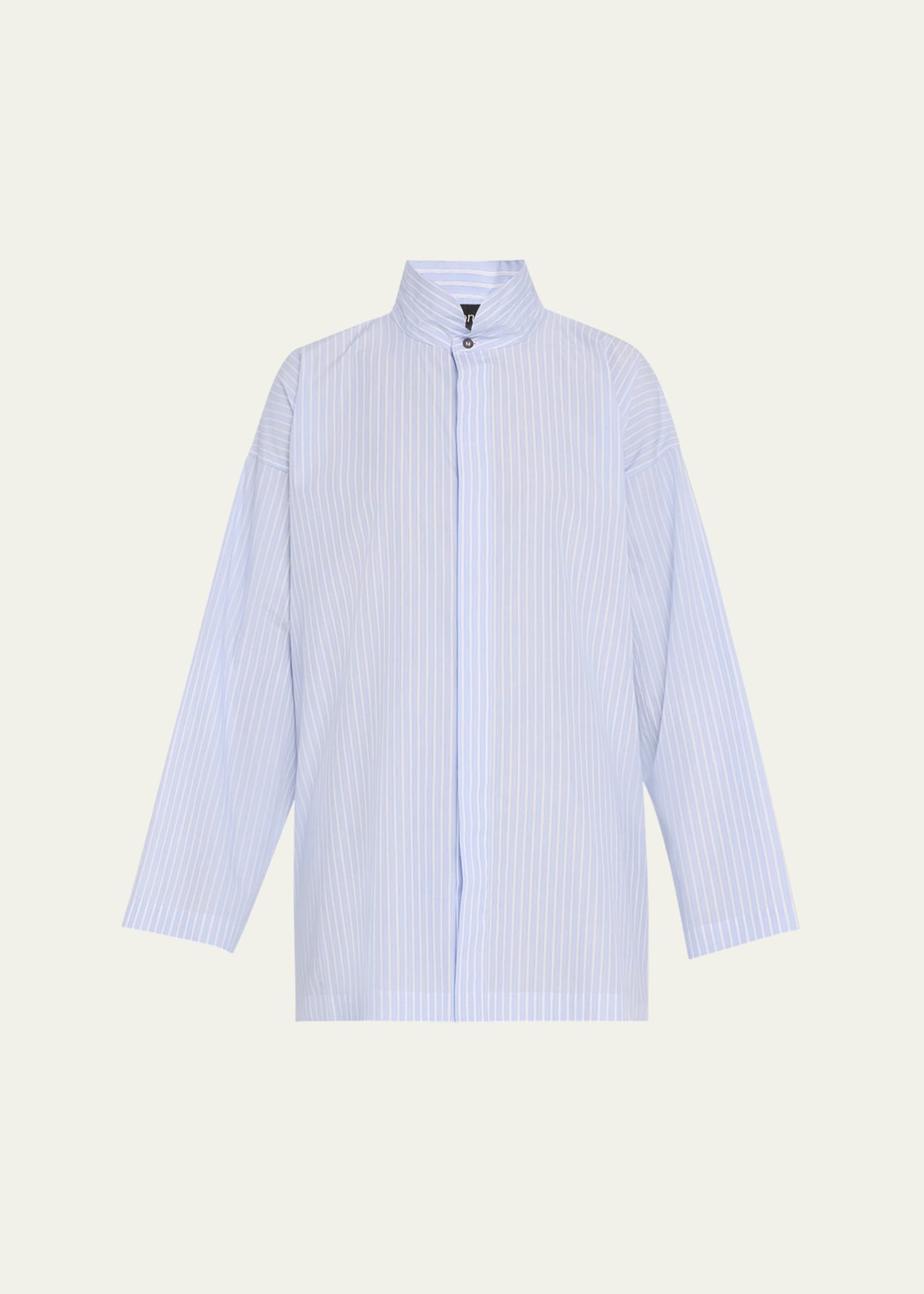 Eskandar Slim A-Line Double Stand Collar Shirt with Stepped Insert (Long Length) Image 1 of 5