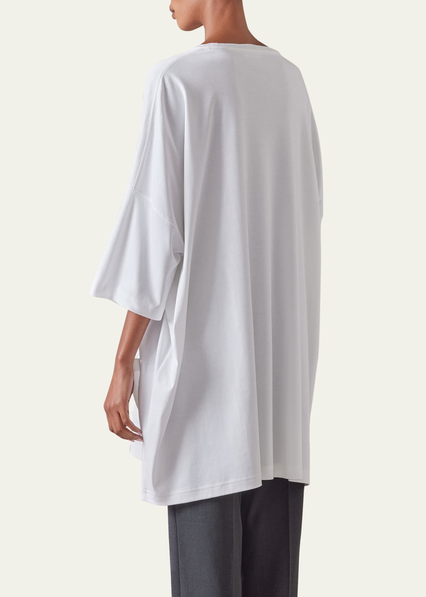 Eskandar Sloped-Shoulder Round-Neck Poncho (Long Plus Length) Image 3 of 5