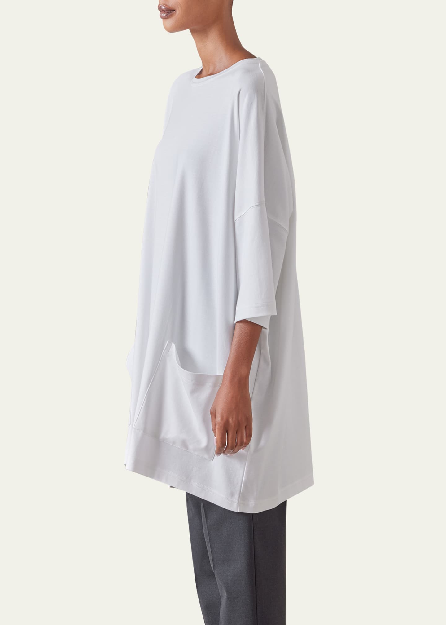 Eskandar Sloped-Shoulder Round-Neck Poncho (Long Plus Length) Image 4 of 5