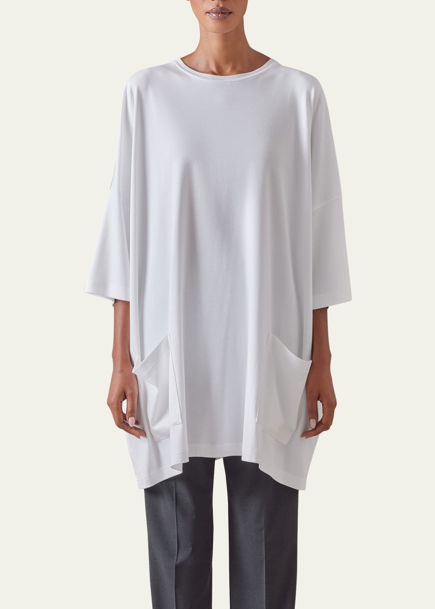 Eskandar Sloped-Shoulder Round-Neck Poncho (Long Plus Length) Image 5 of 5