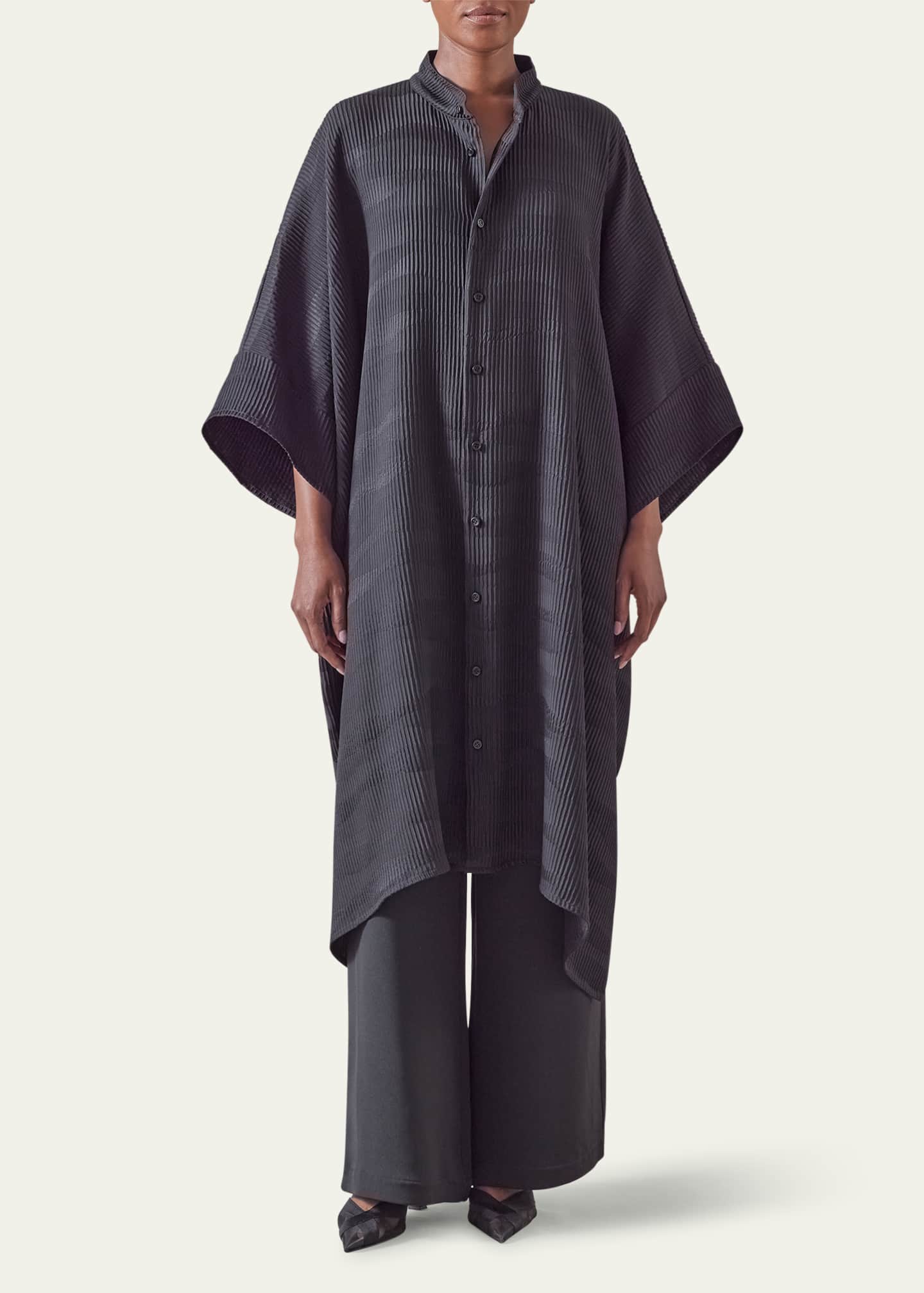 Eskandar Collarless Short-Sleeve Kaftan Shirt (Very Long Length) Image 2 of 4