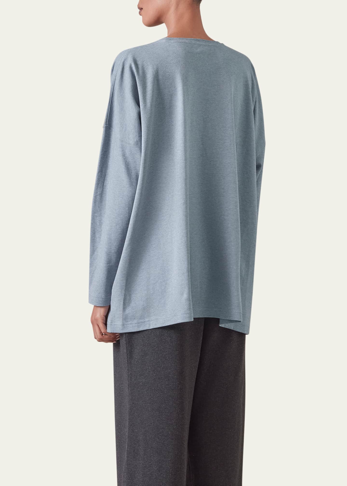 Eskandar Long-Sleeve Round-Neck T-Shirt (Mid Plus Length) Image 3 of 5