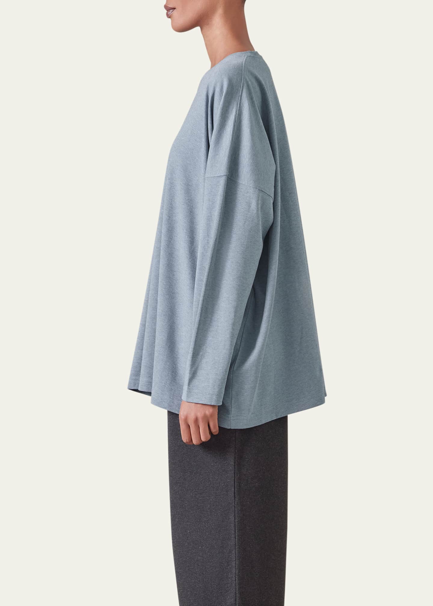 Eskandar Long-Sleeve Round-Neck T-Shirt (Mid Plus Length) Image 4 of 5
