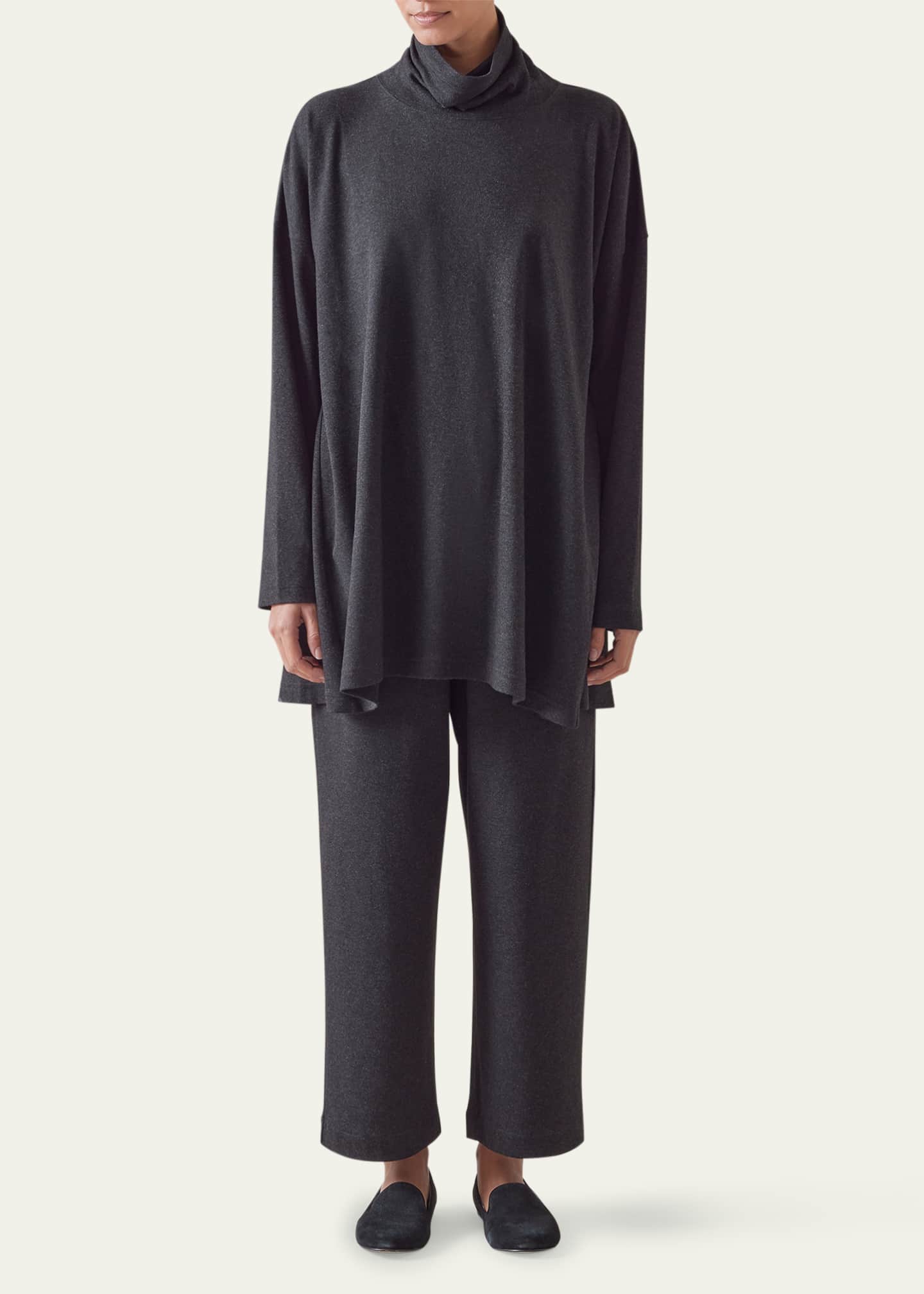Eskandar Side Paneled Scrunch-Neck Top (Long Length) Image 2 of 4