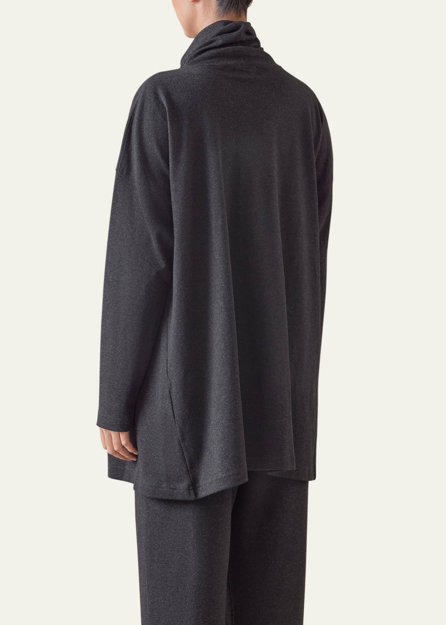 Eskandar Side Paneled Scrunch-Neck Top (Long Length) Image 3 of 4
