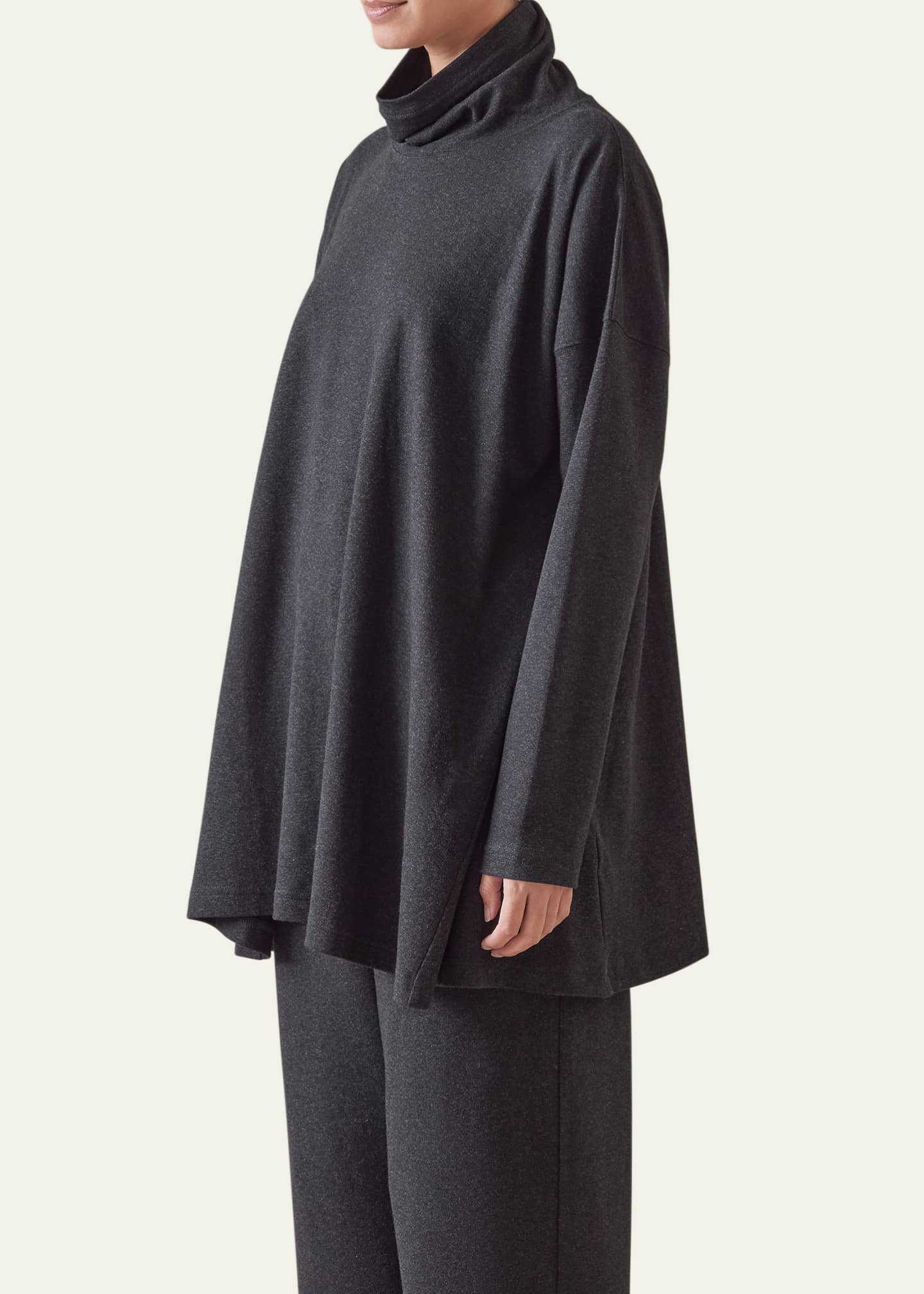 Eskandar Side Paneled Scrunch-Neck Top (Long Length) Image 4 of 4
