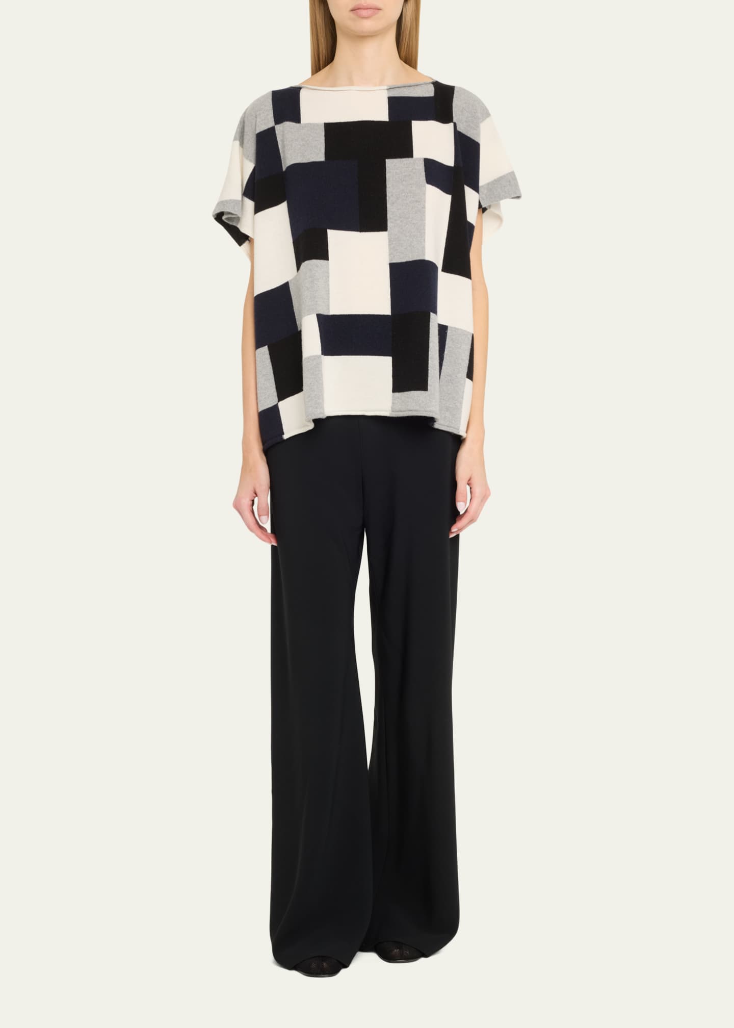Eskandar Sleeveless Slash Neck Cashmere Sweater Image 2 of 5